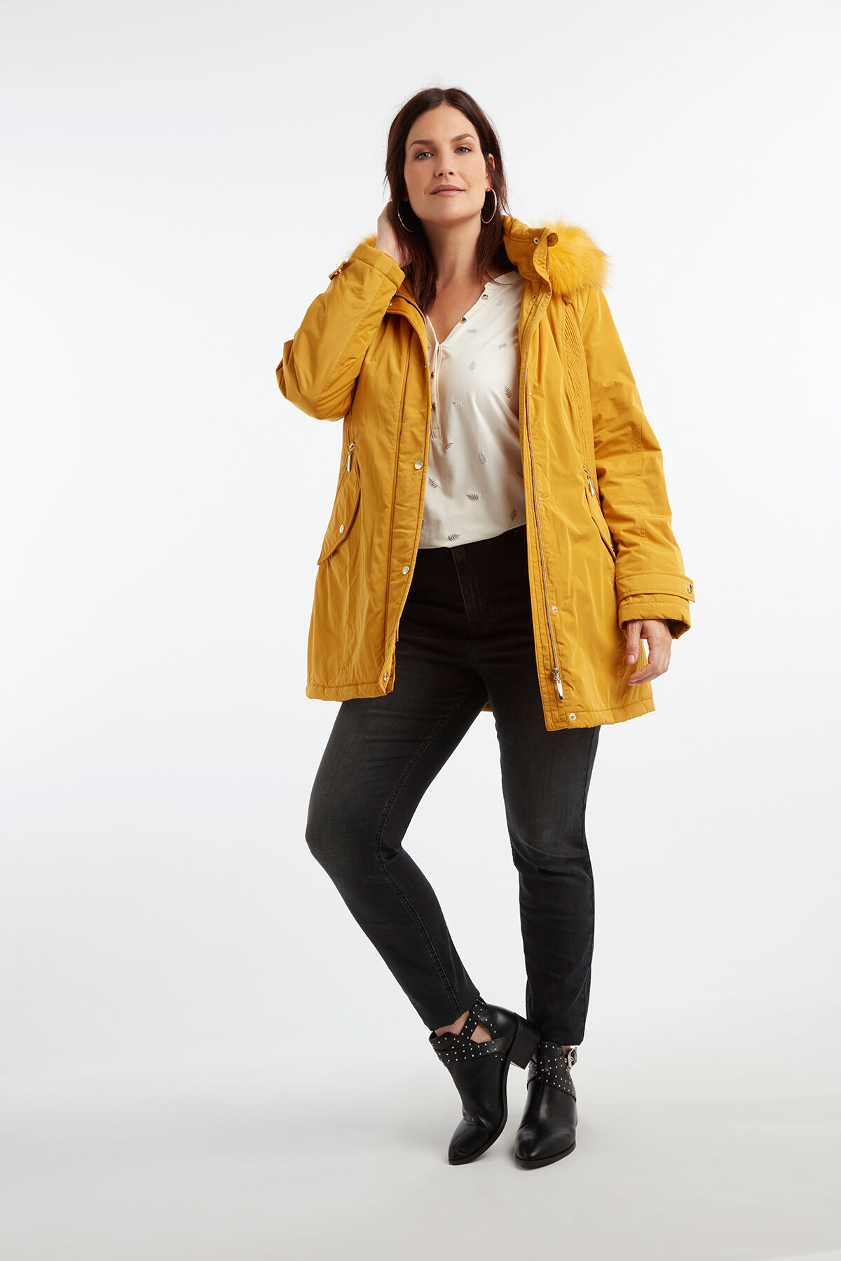 Parka met imitatiebontkraag image number 3