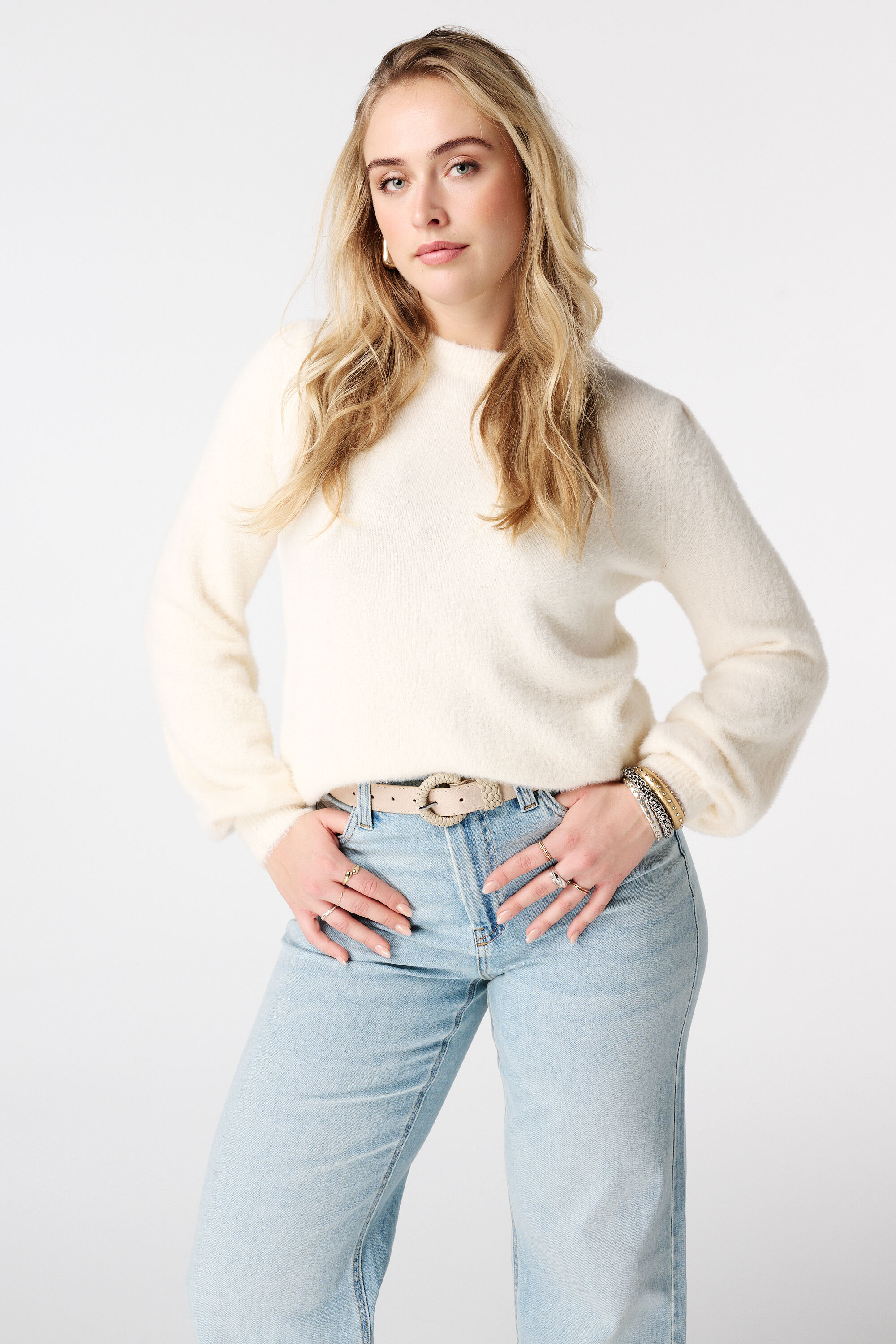 Gebreide trui van zachte garen