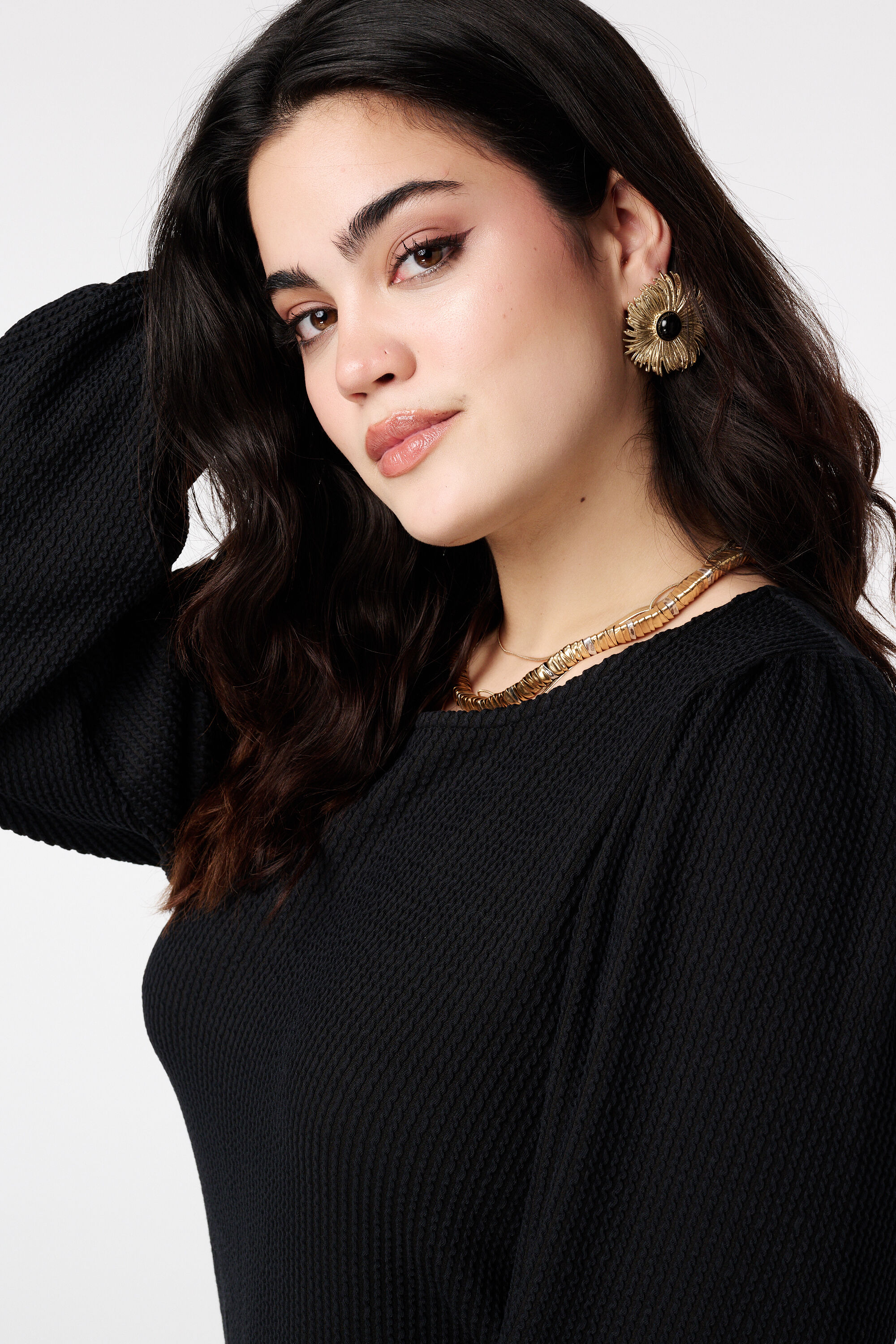 Rechte jurk met pofmouw image number 4