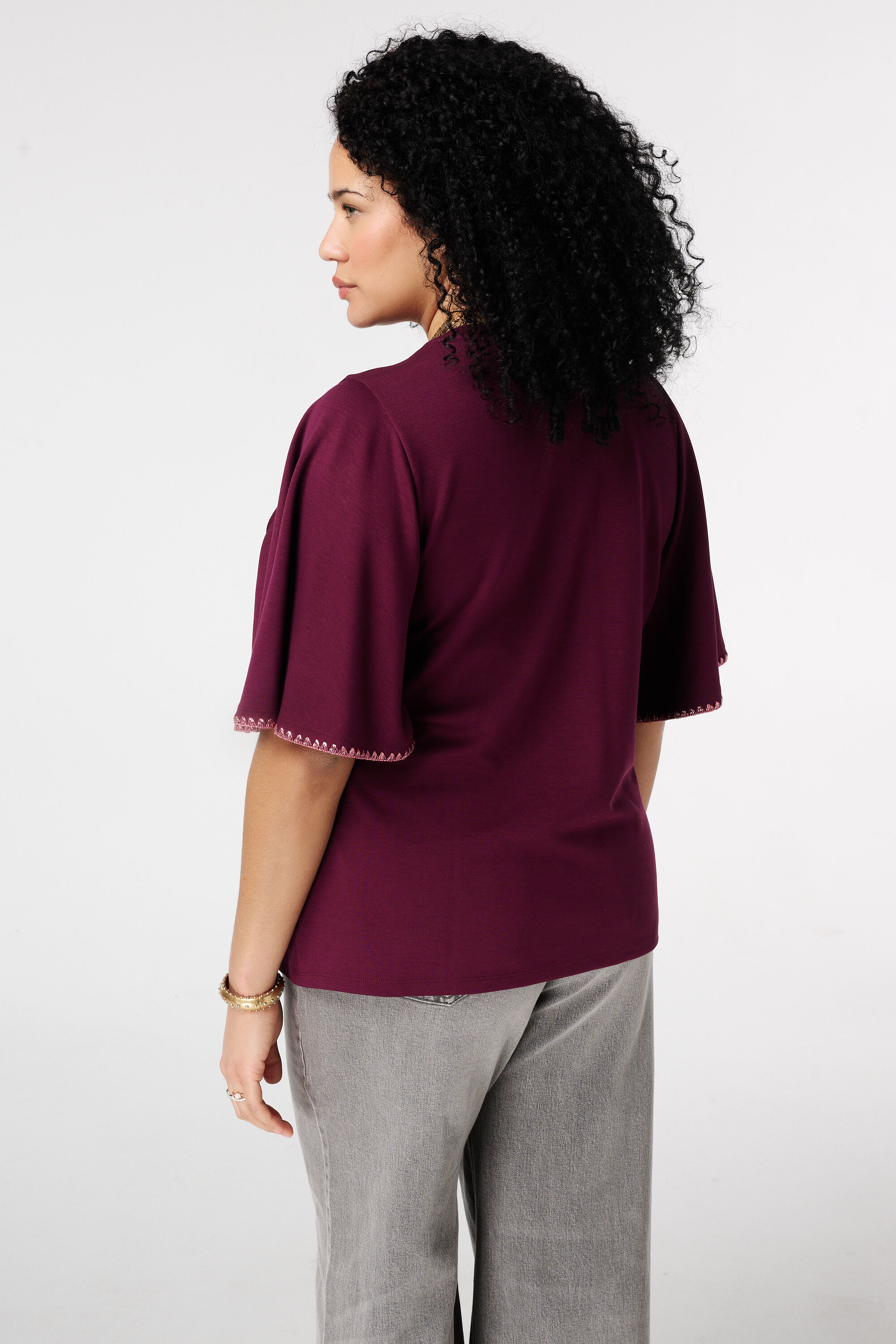 T-shirt met vlindermouwen image number 3