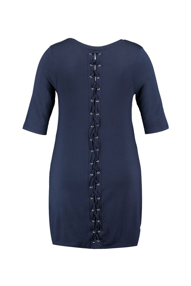 Lang T-shirt met tekst en rijgdetails image number 2