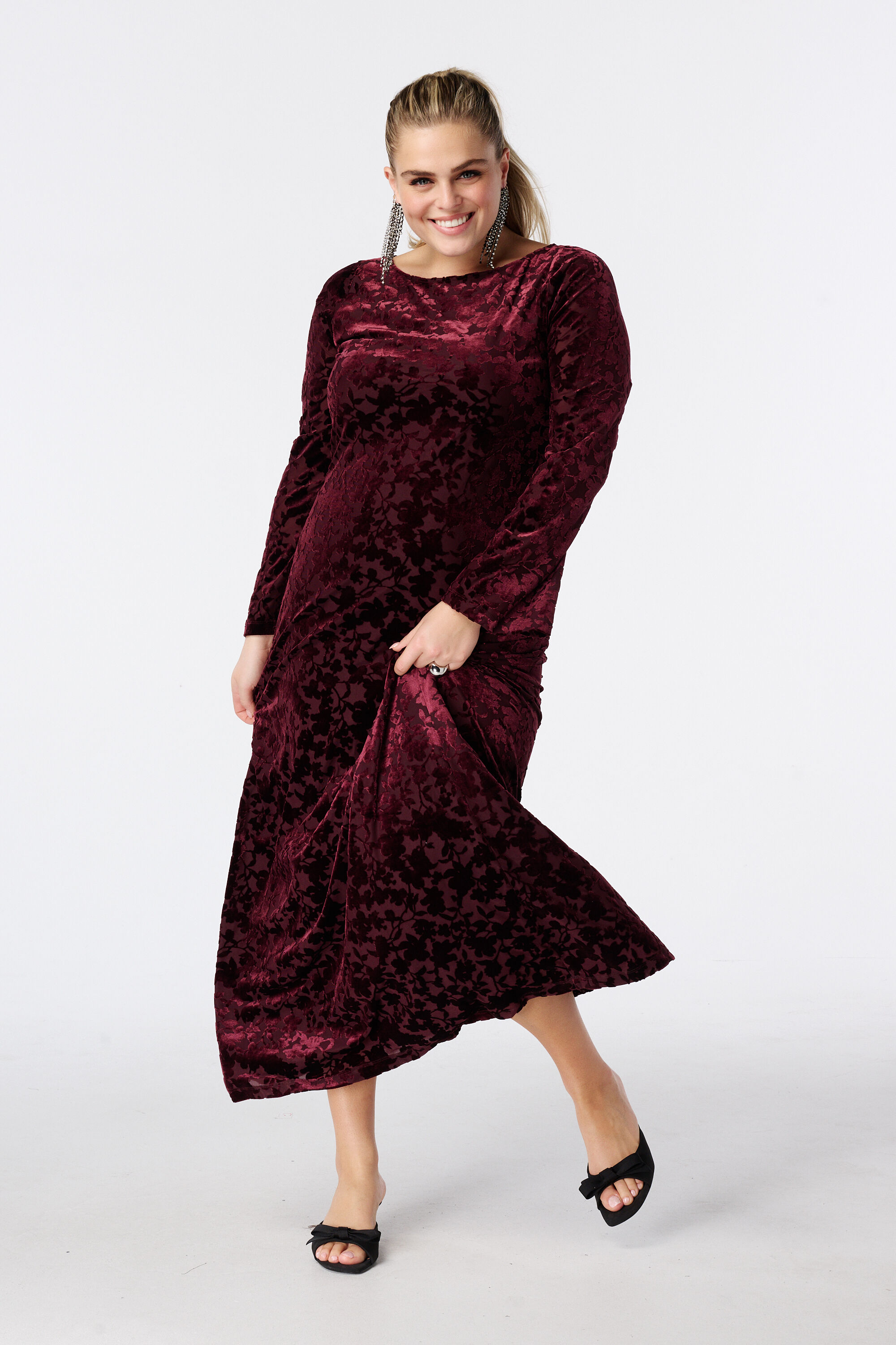 Maxi velvet jurk