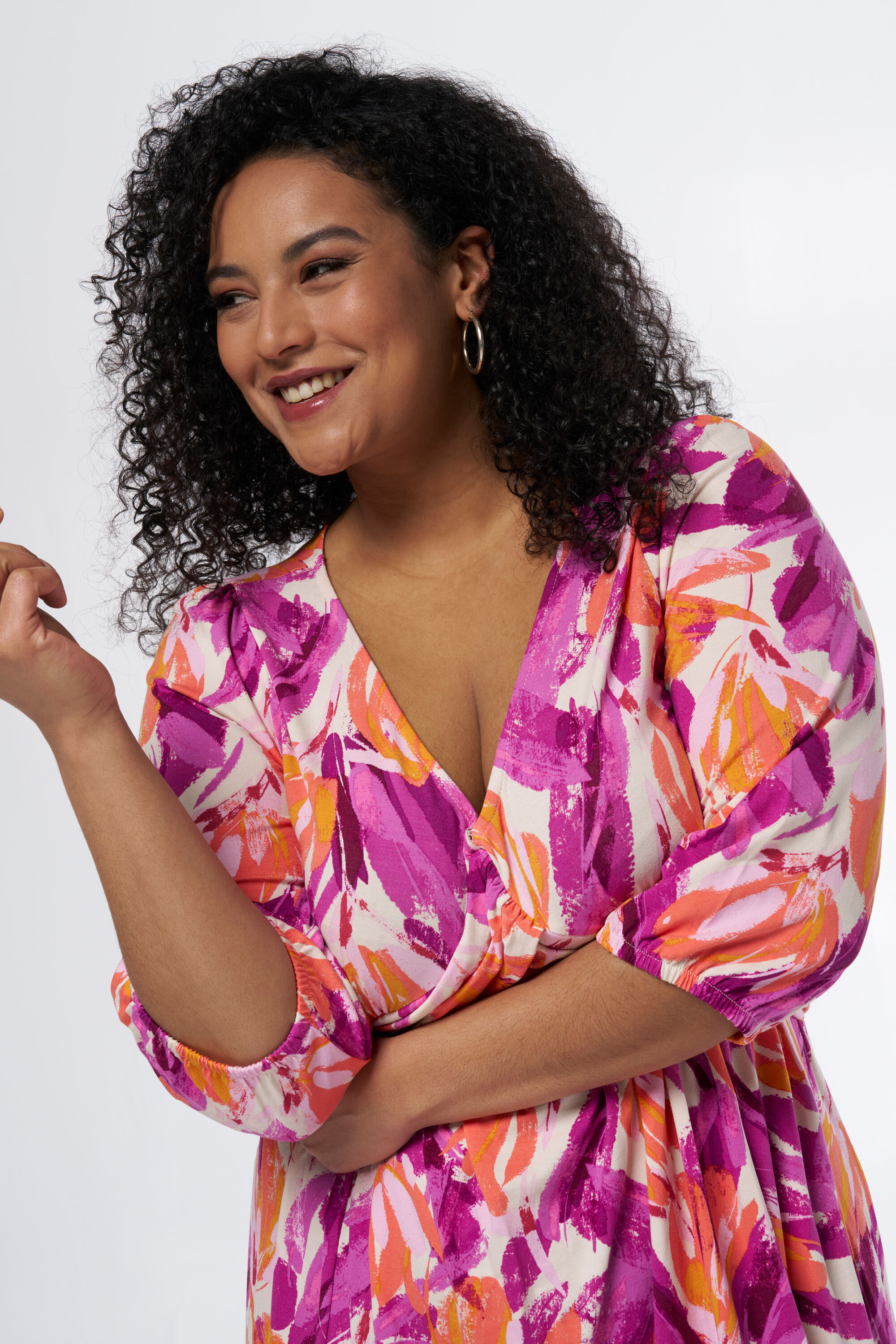 Midi jurk met opvallende print image number 4