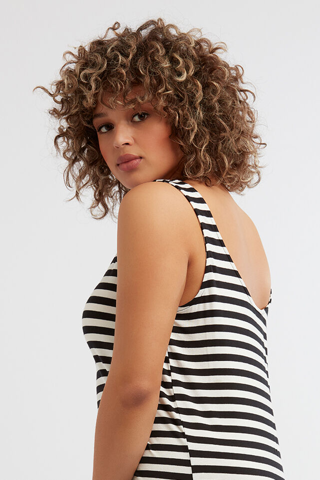 Gestreepte mouwloze jurk image number 4