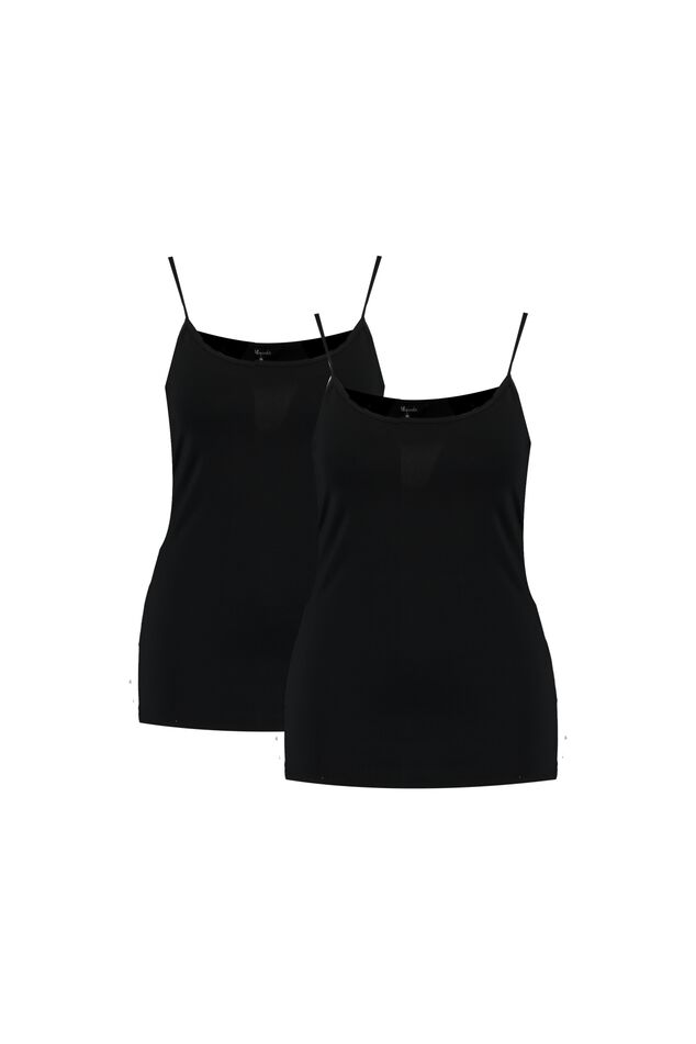2-pack katoenen tops met spaghettibandjes image number 1