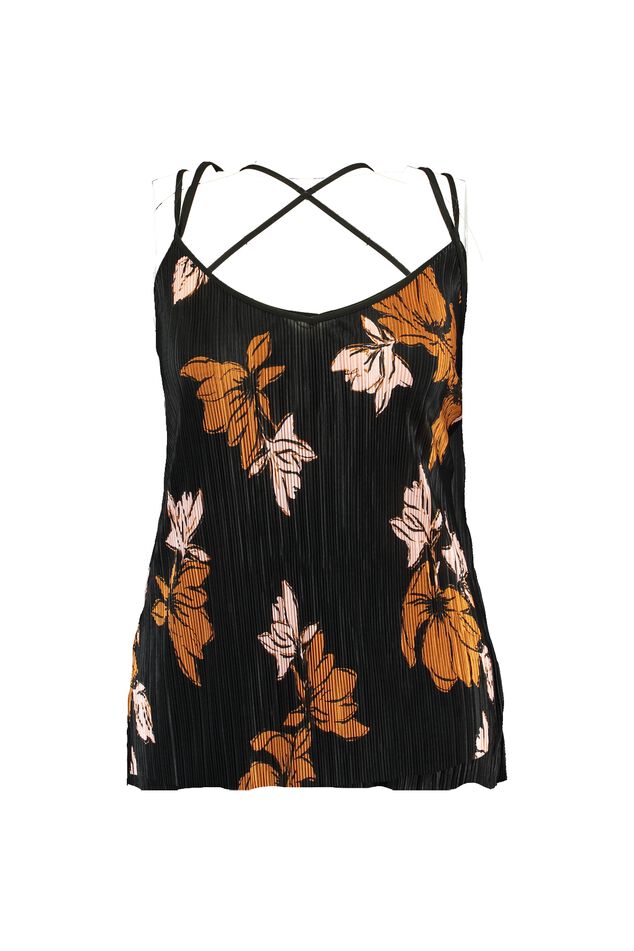 Plissé top met bloemenprint image number 2