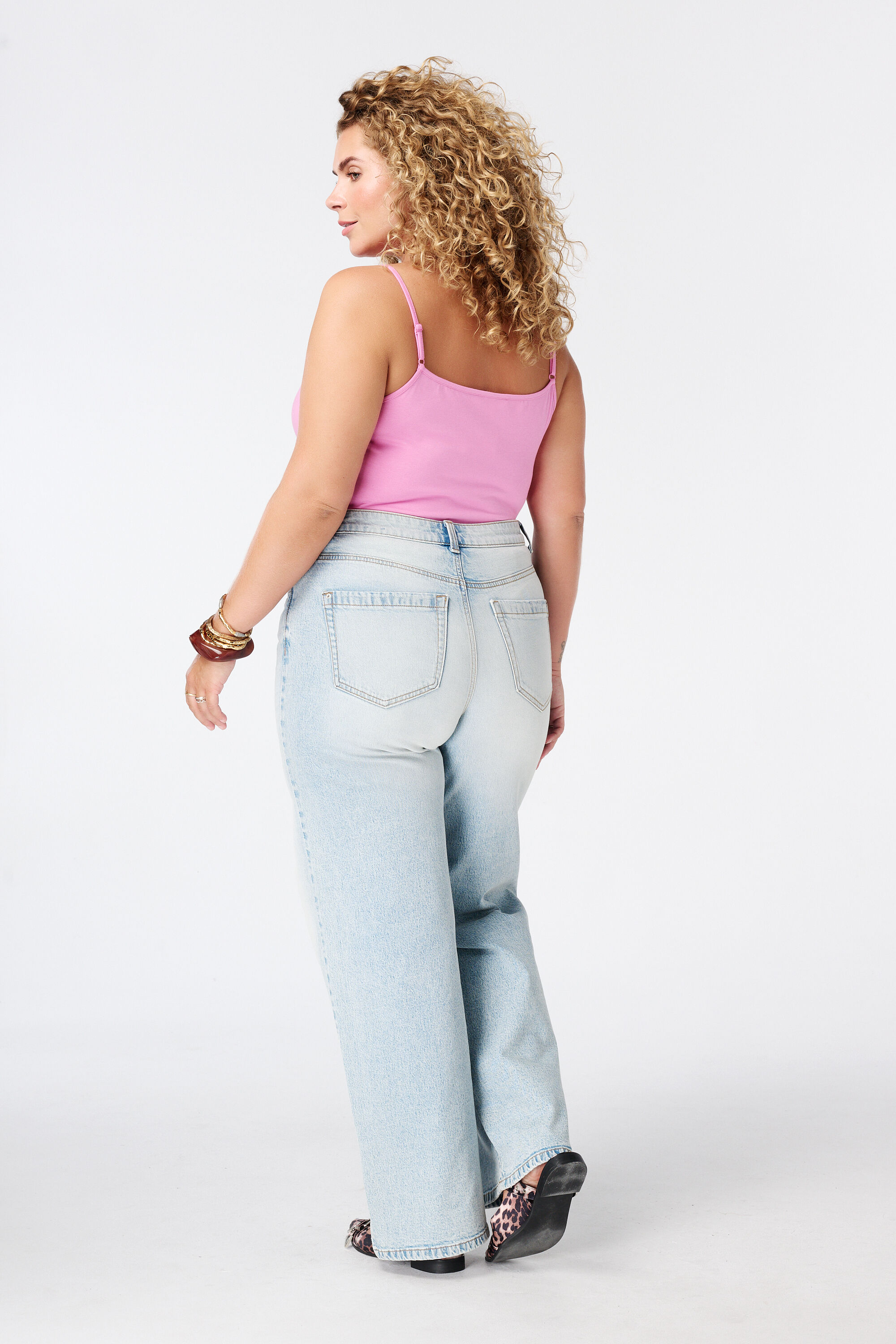 Wide leg jeans met hoge taille image number 3