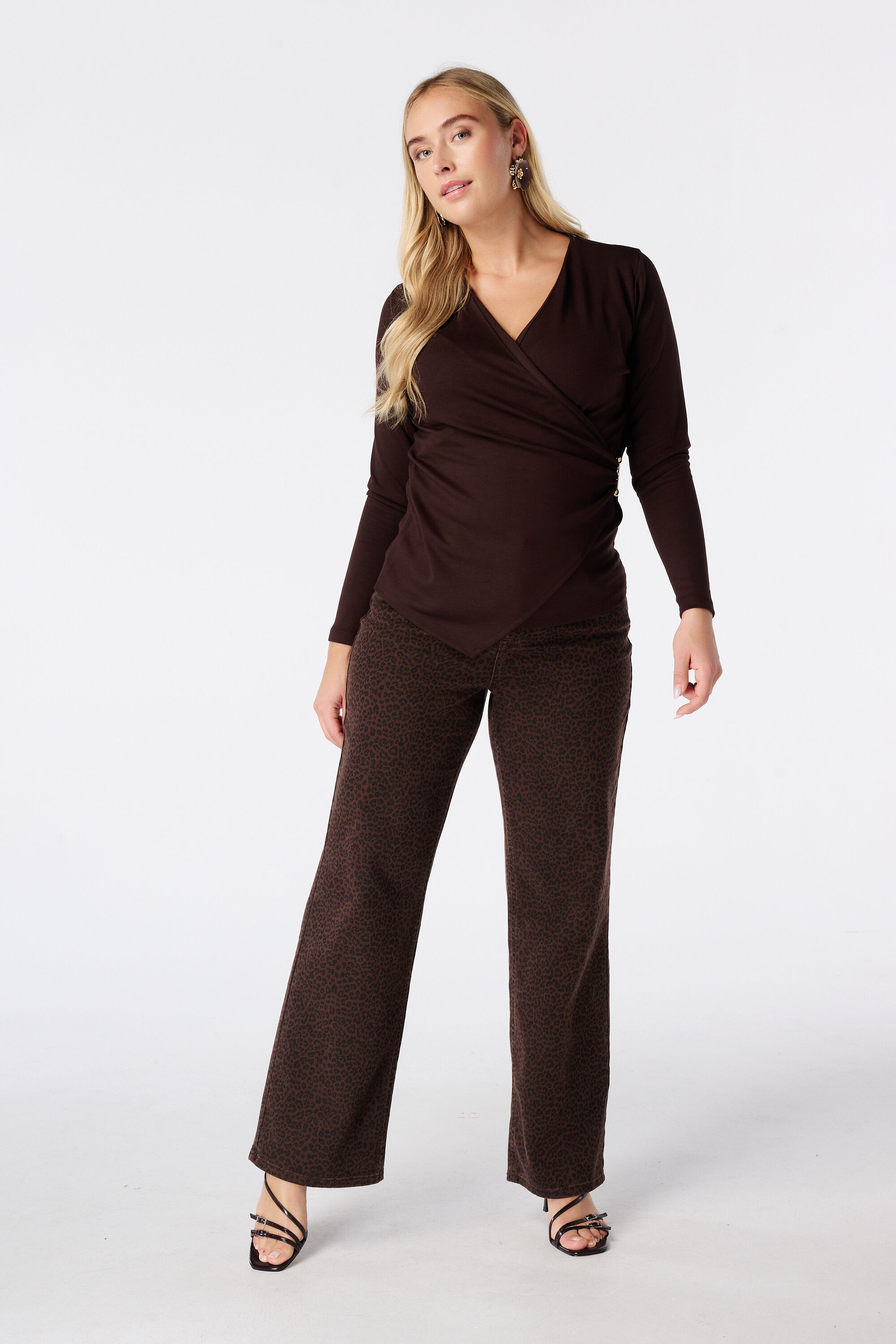 Wide leg jeans met panterprint
