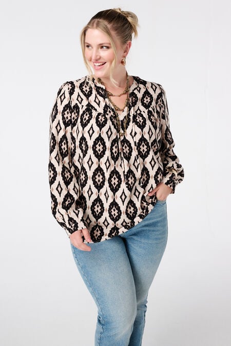 Blouse met print en klosjes Blouse met print en klosjes