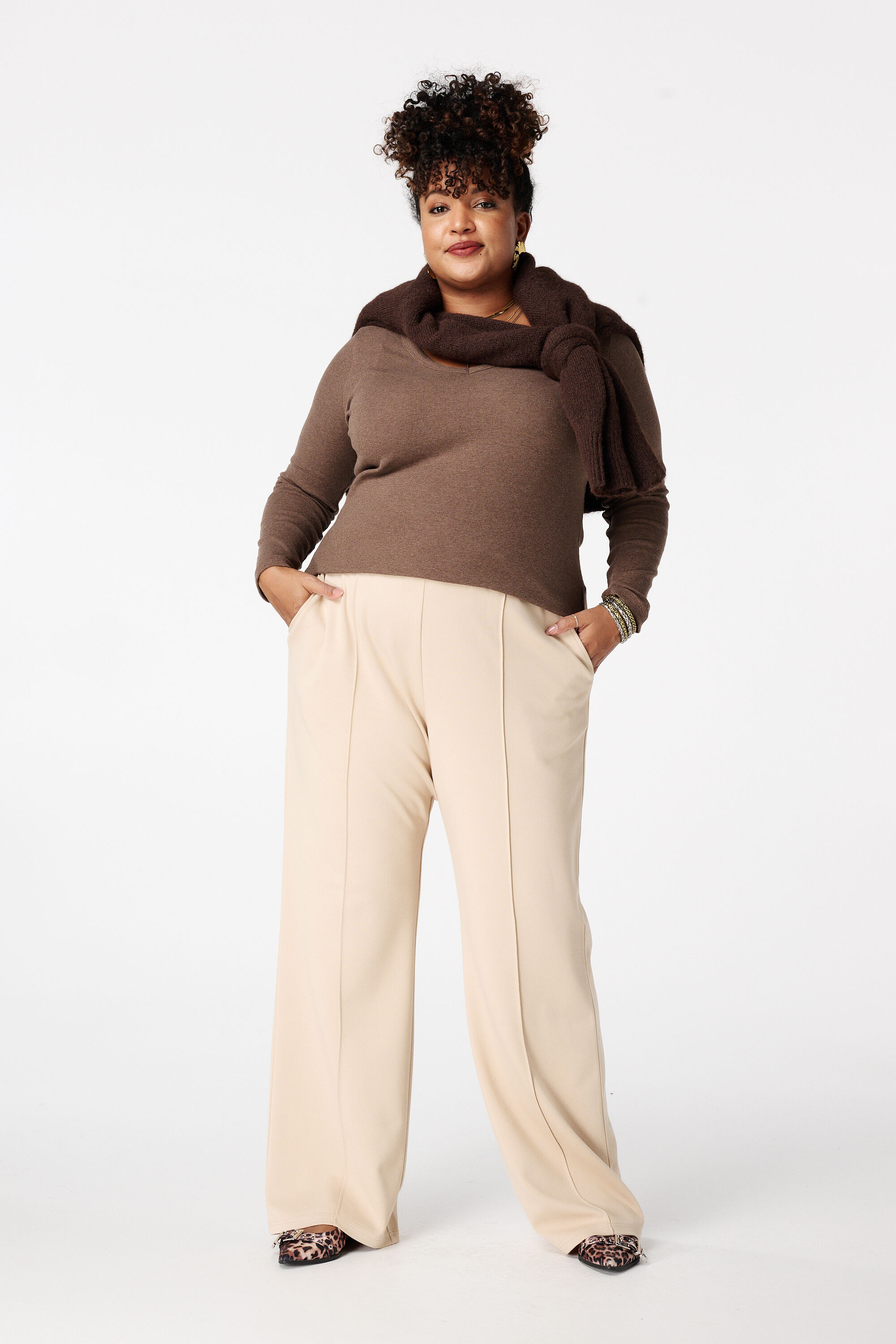 Geribde top met lange mouwen image number 5