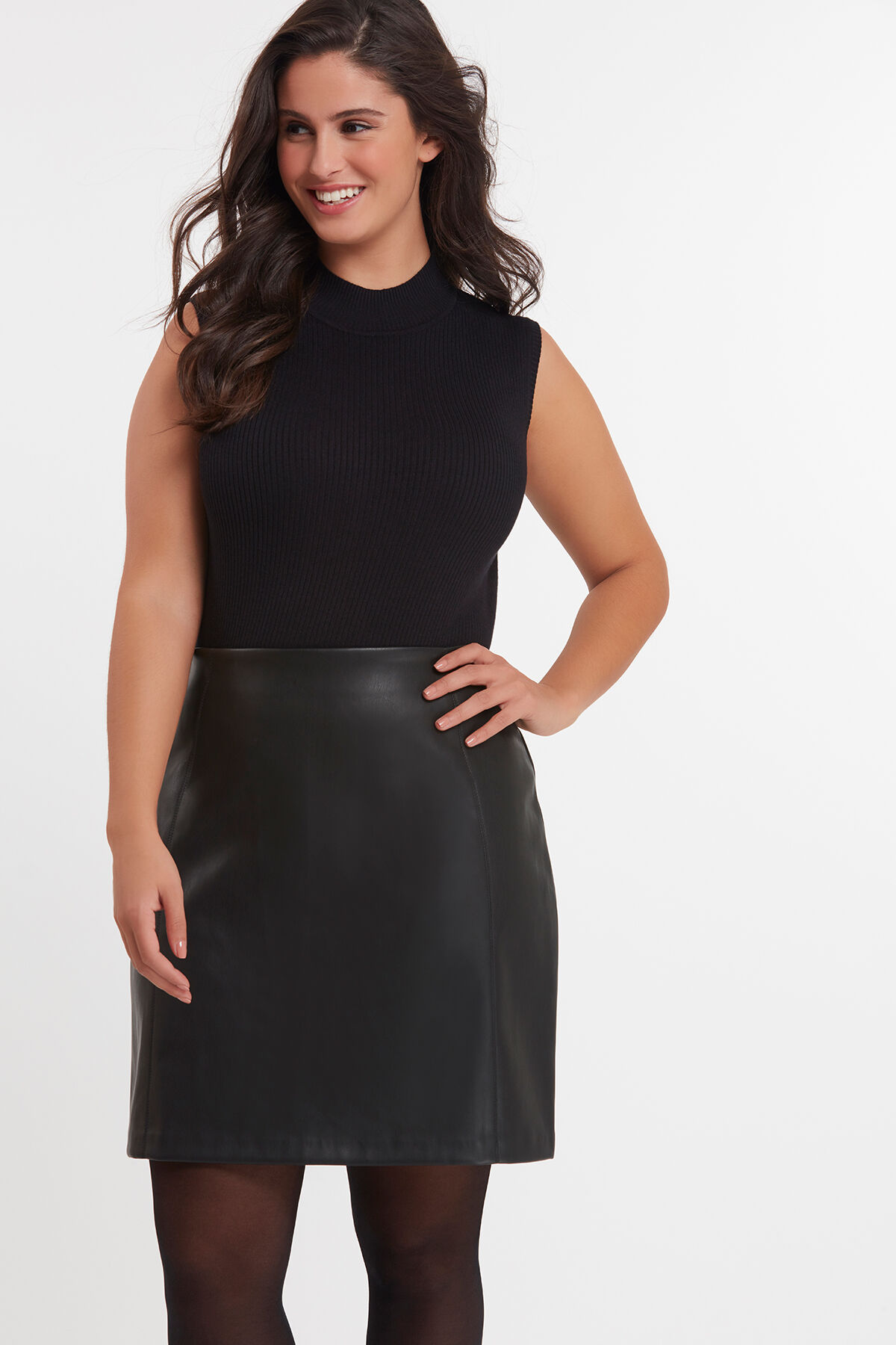 Dames Mouwloze rib trui met col MS Mode