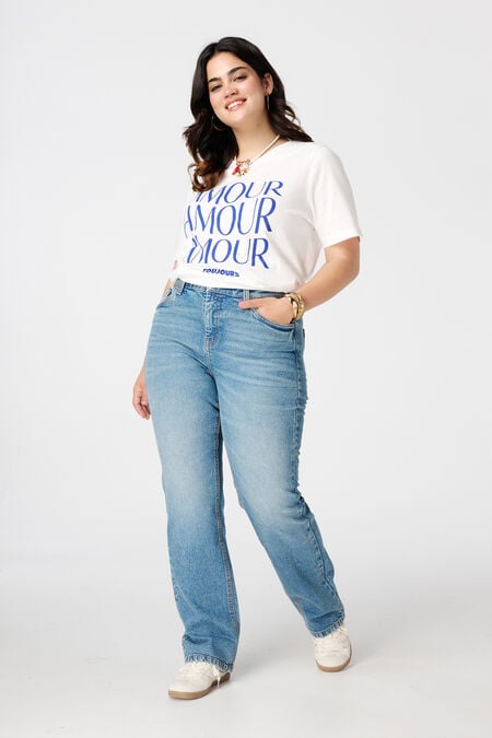 Straight leg jeans met mid waist Straight leg jeans met mid waist