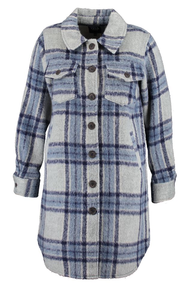 Lange geruite shacket  image number 2