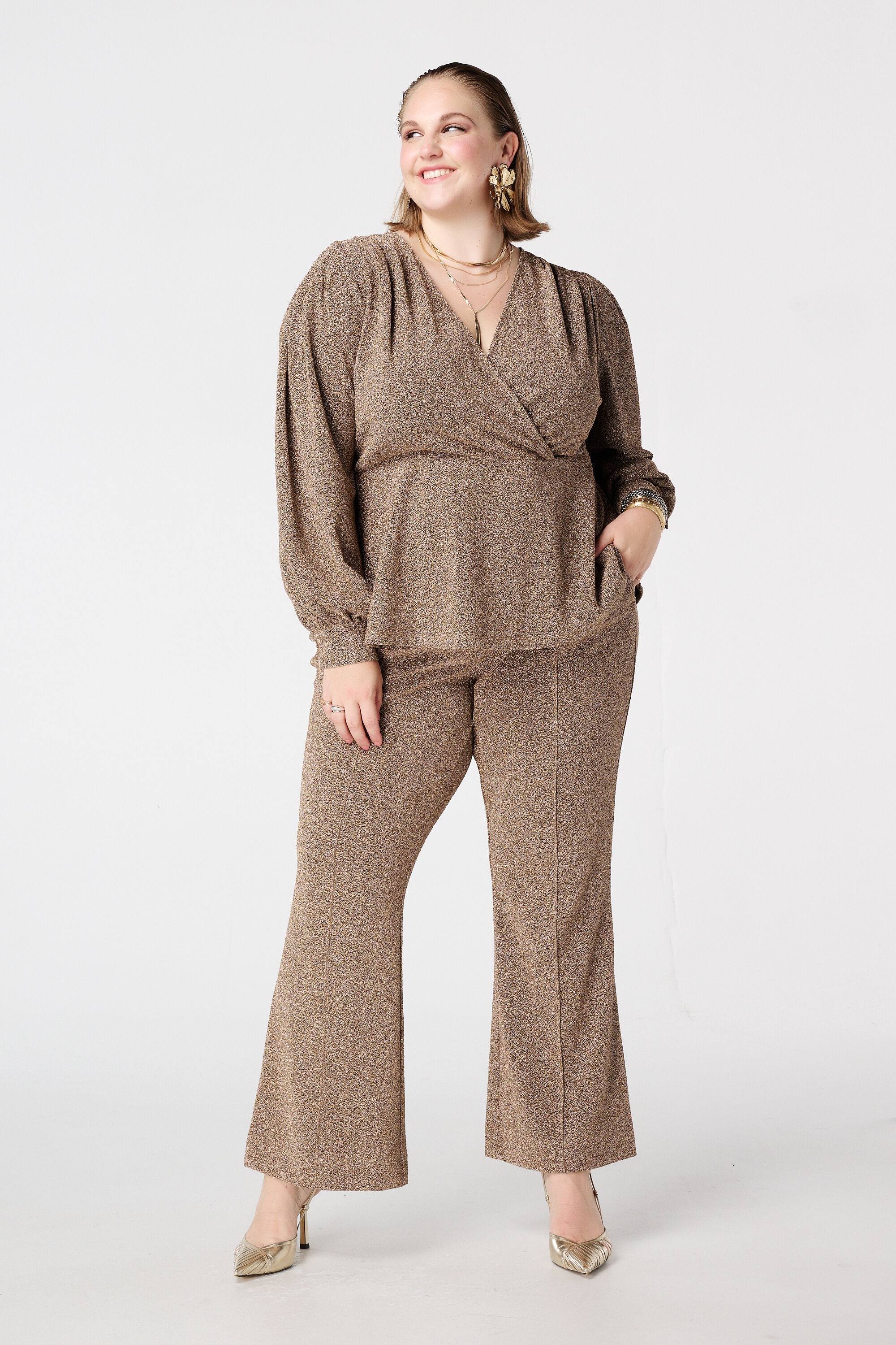 Glitter top met overslag look image number 5