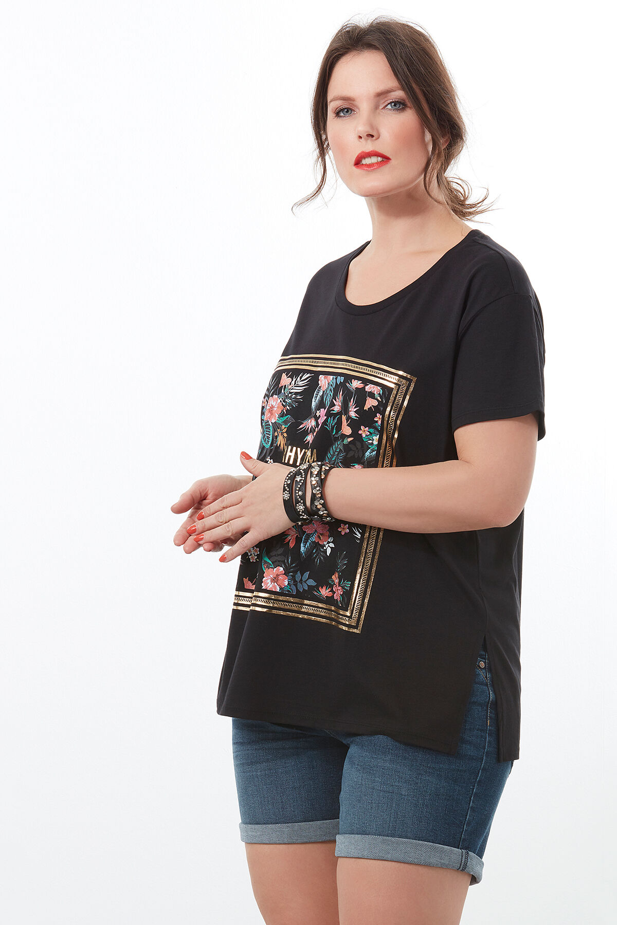 T shirt bloemenprint dames clearance