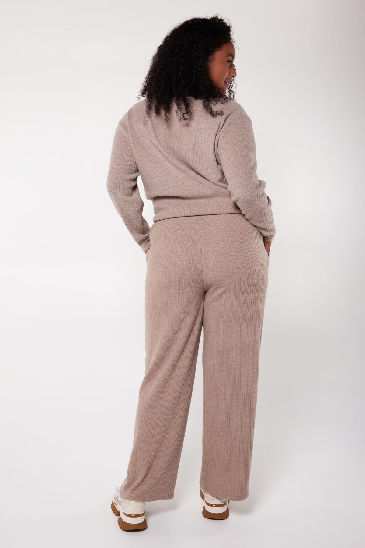 Zachte wide leg broek image number 3