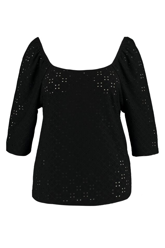 Broderie top met pofmouwen image number 1