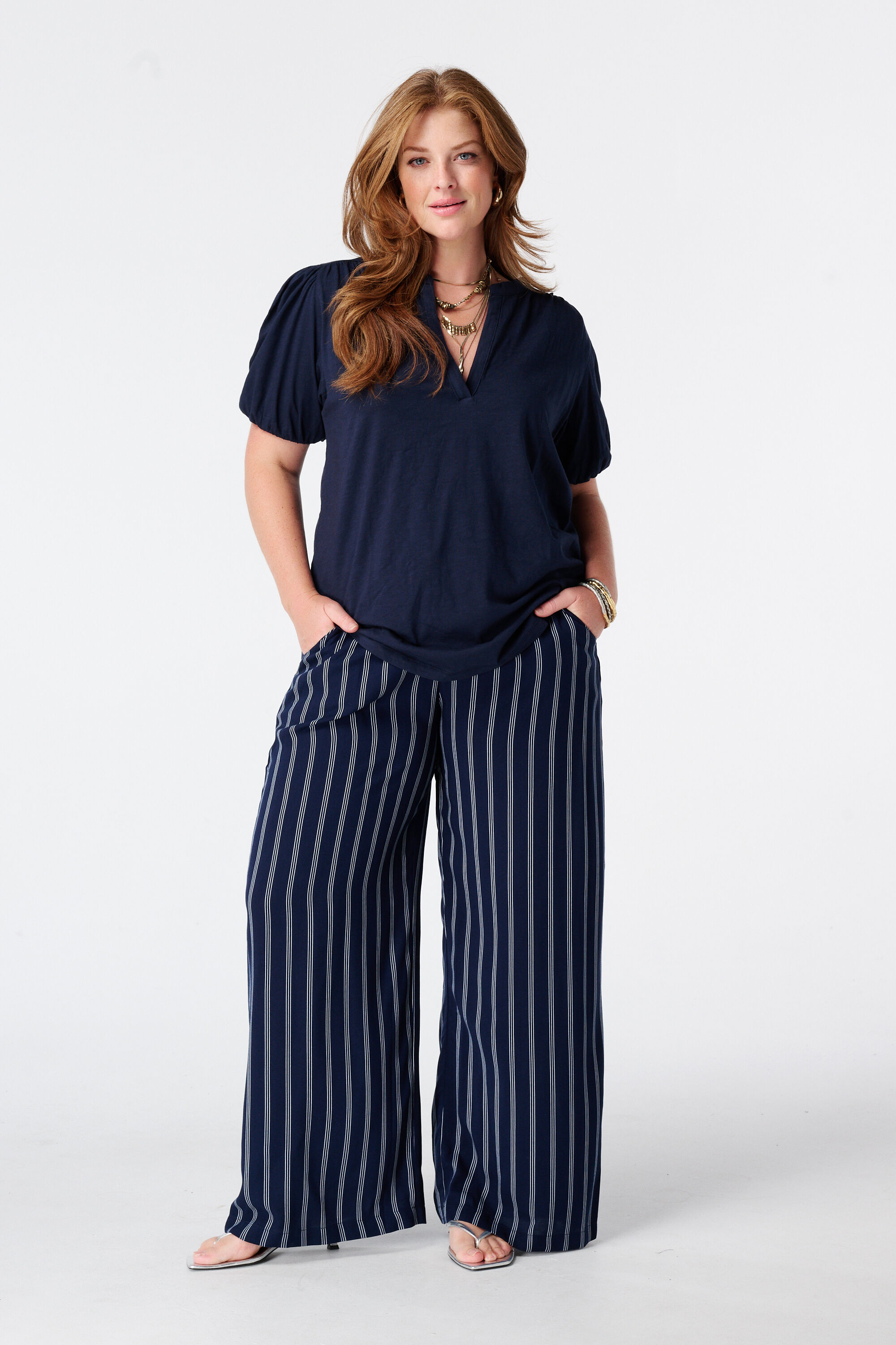 Wide leg broek met print