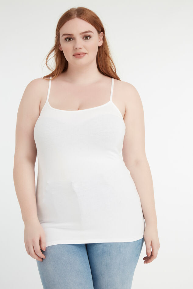 Katoenen top met spaghettibandjes image number 0