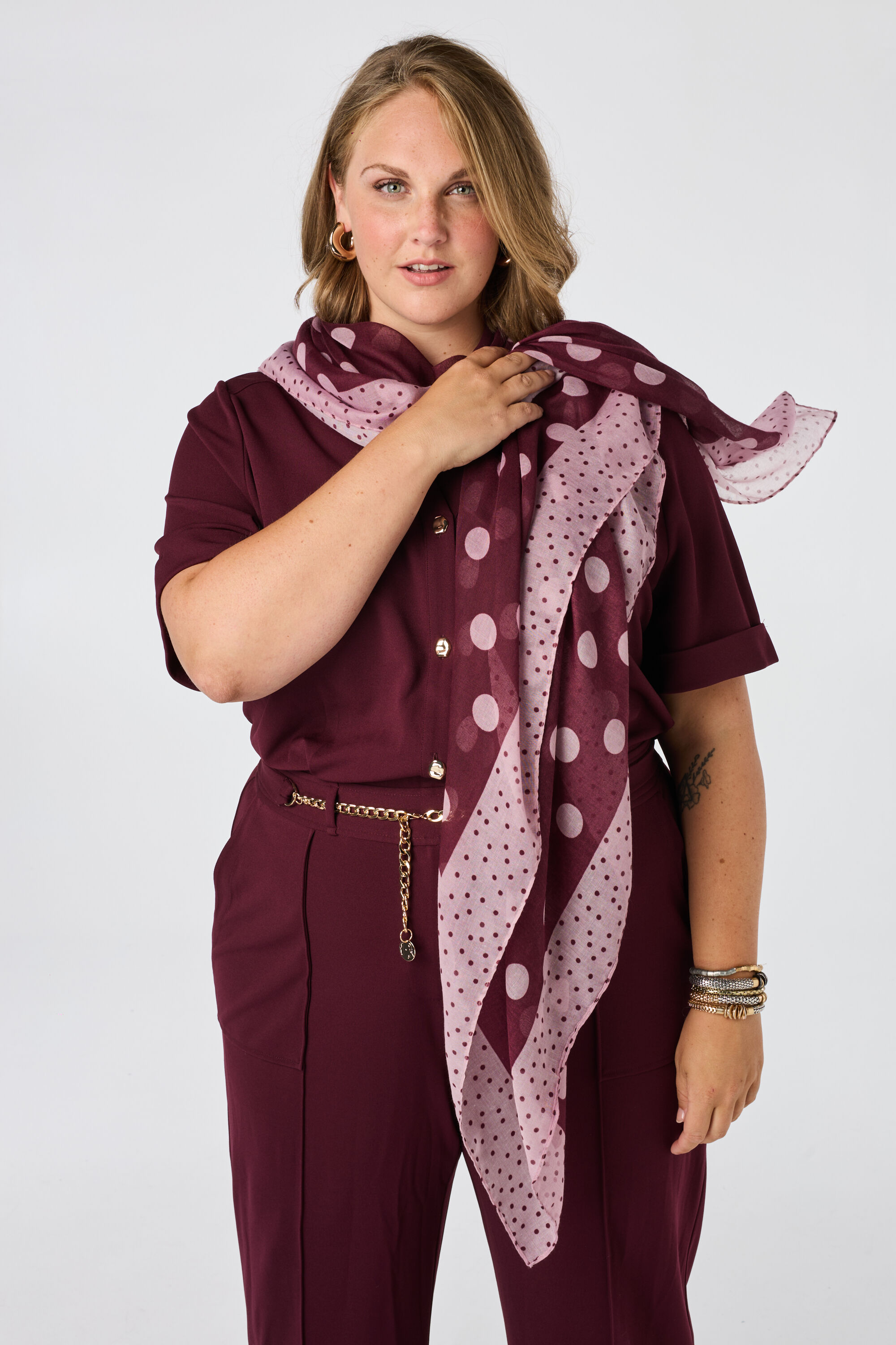 Sjaal met polka dot print