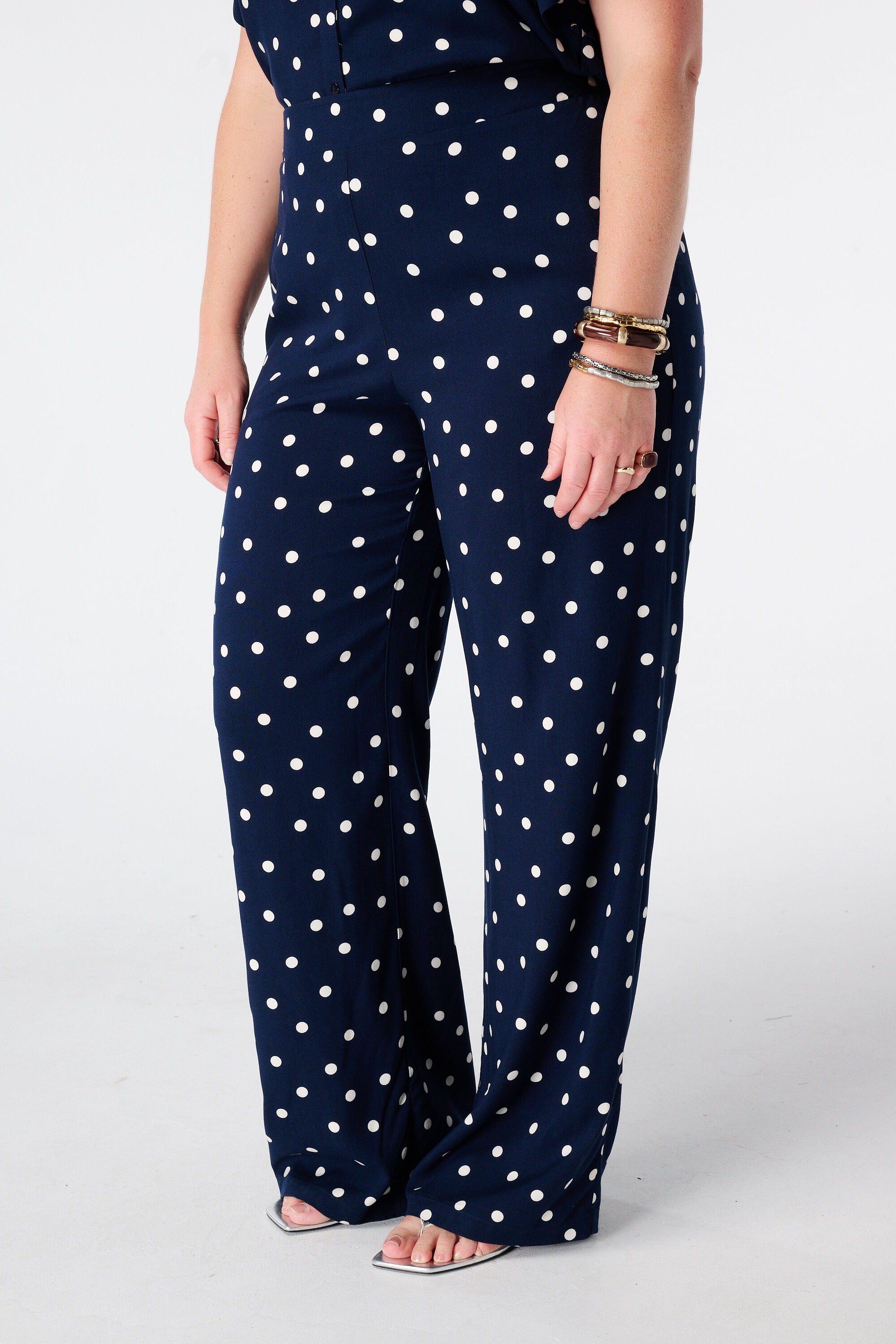 Wide leg broek met polka dot image number 5