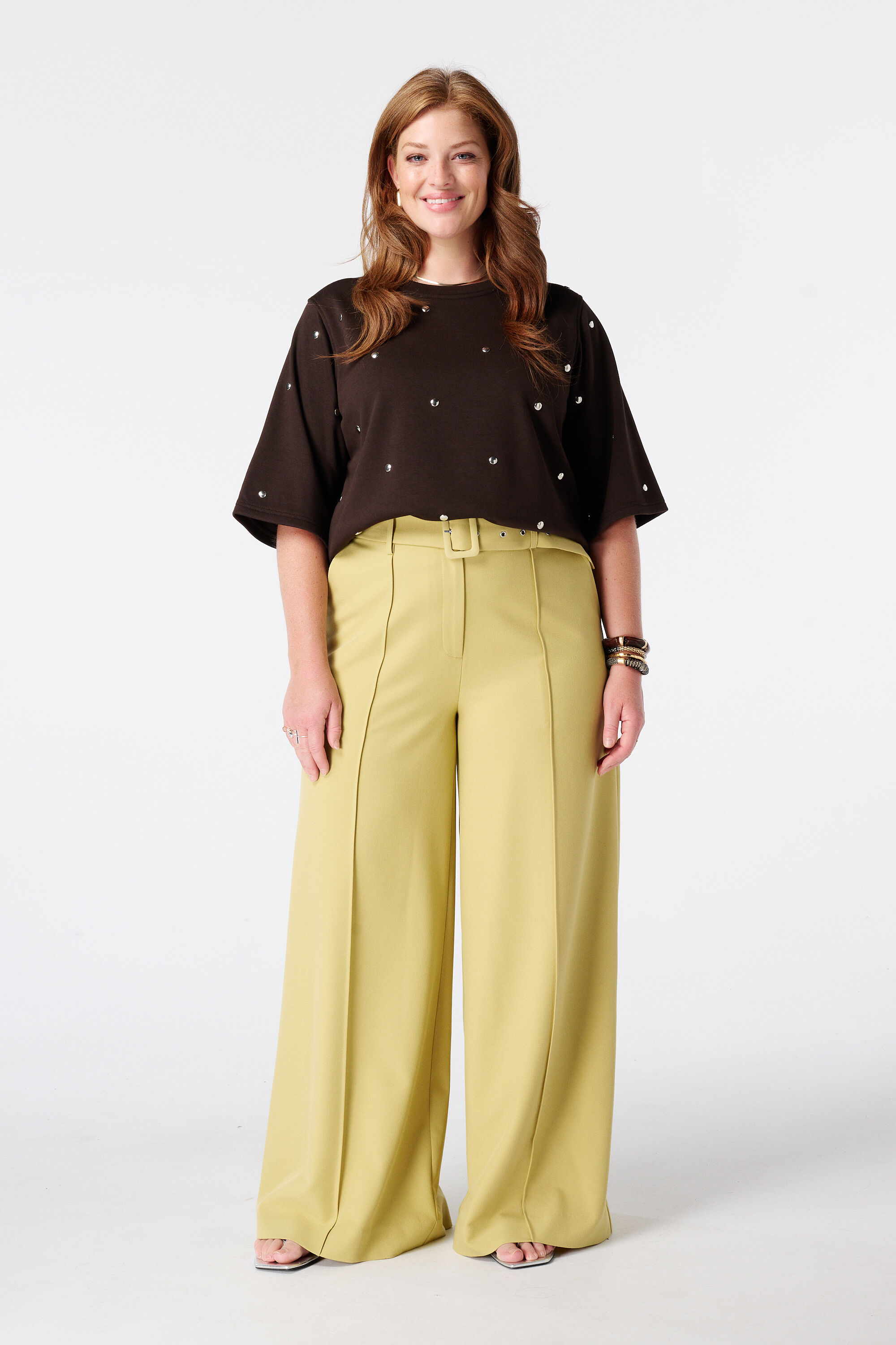 Wide leg pantalon met ceintuur image number 0