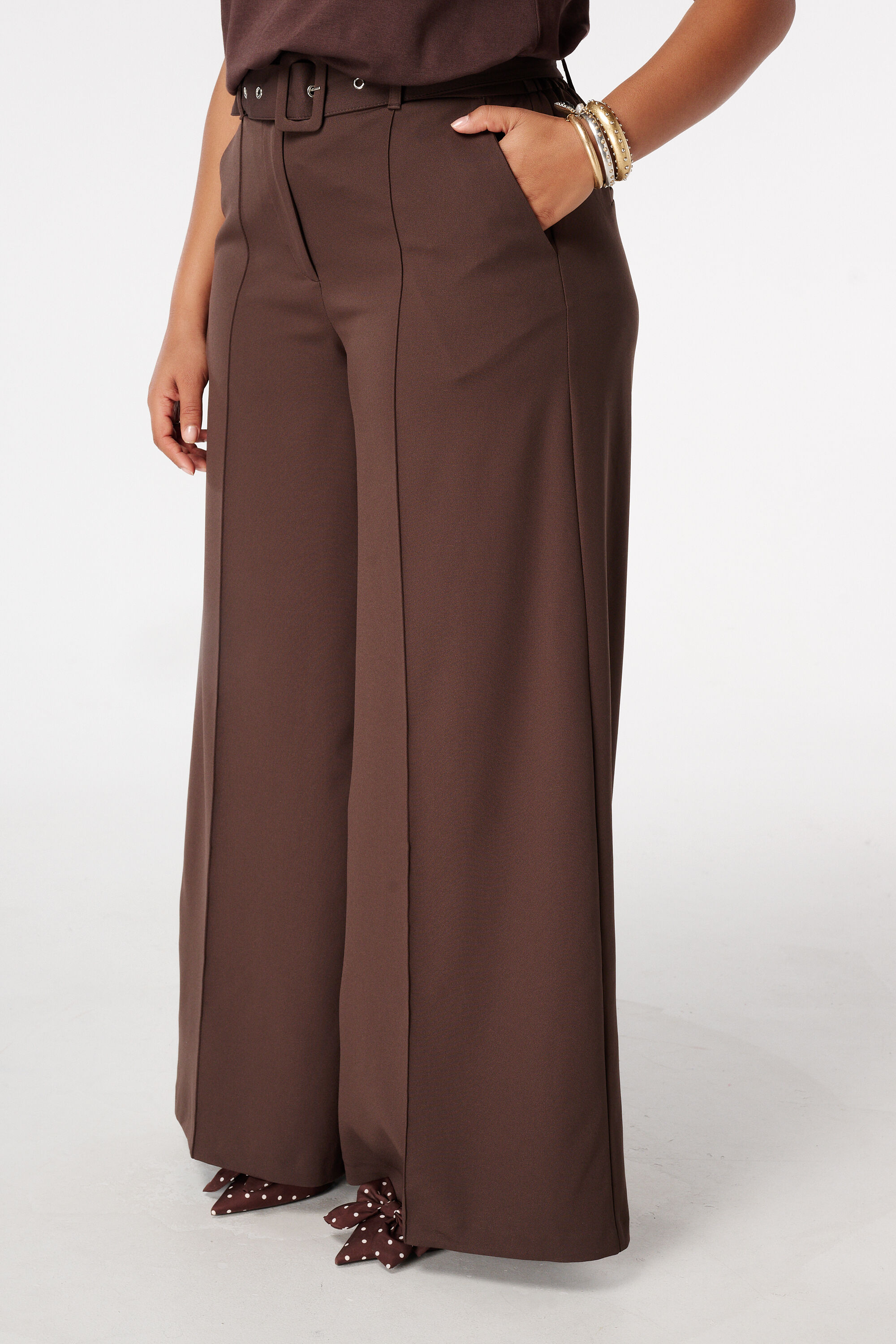 Wide leg broek met ceintuur image number 5