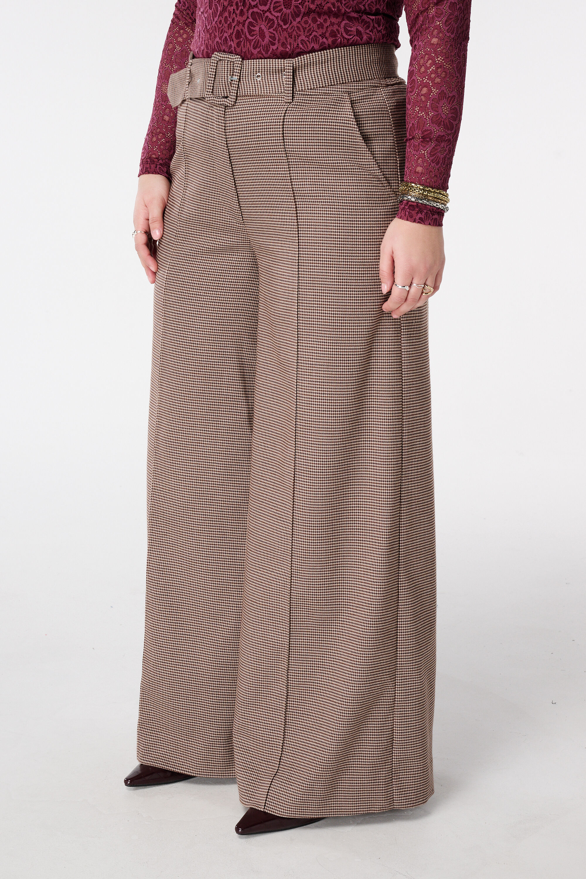 Wide leg broek met ceintuur image number 5