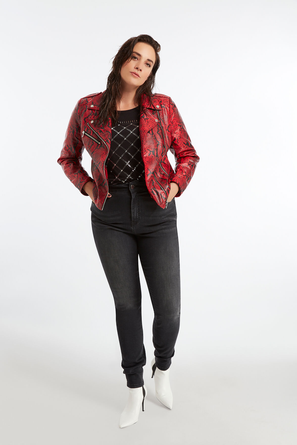 Bikerjack met slangenprint image number 3