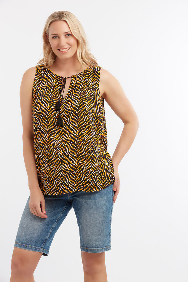 Mouwloze blouse met animalprint image number 0