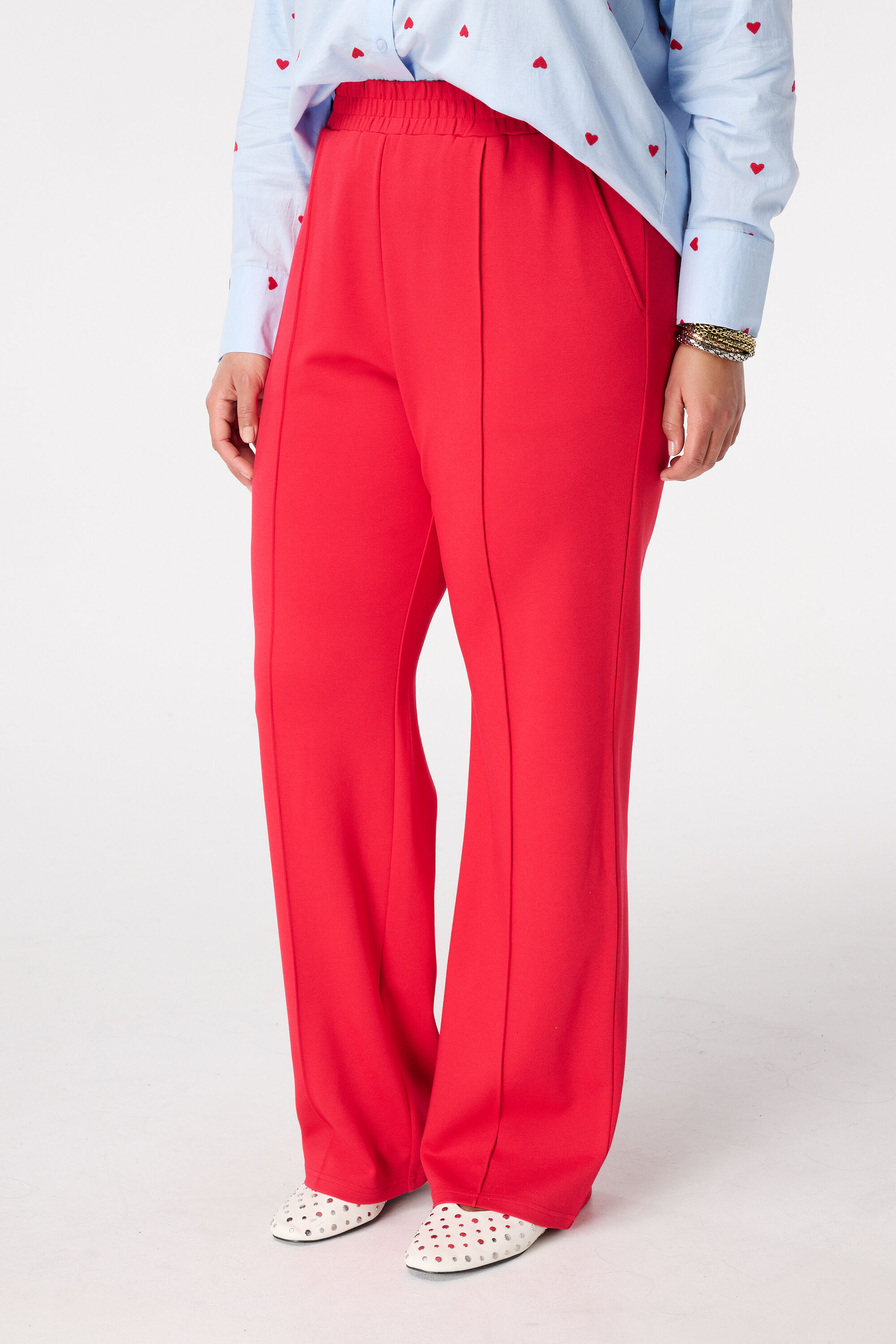 Wide leg pantalon met siernaden image number 5