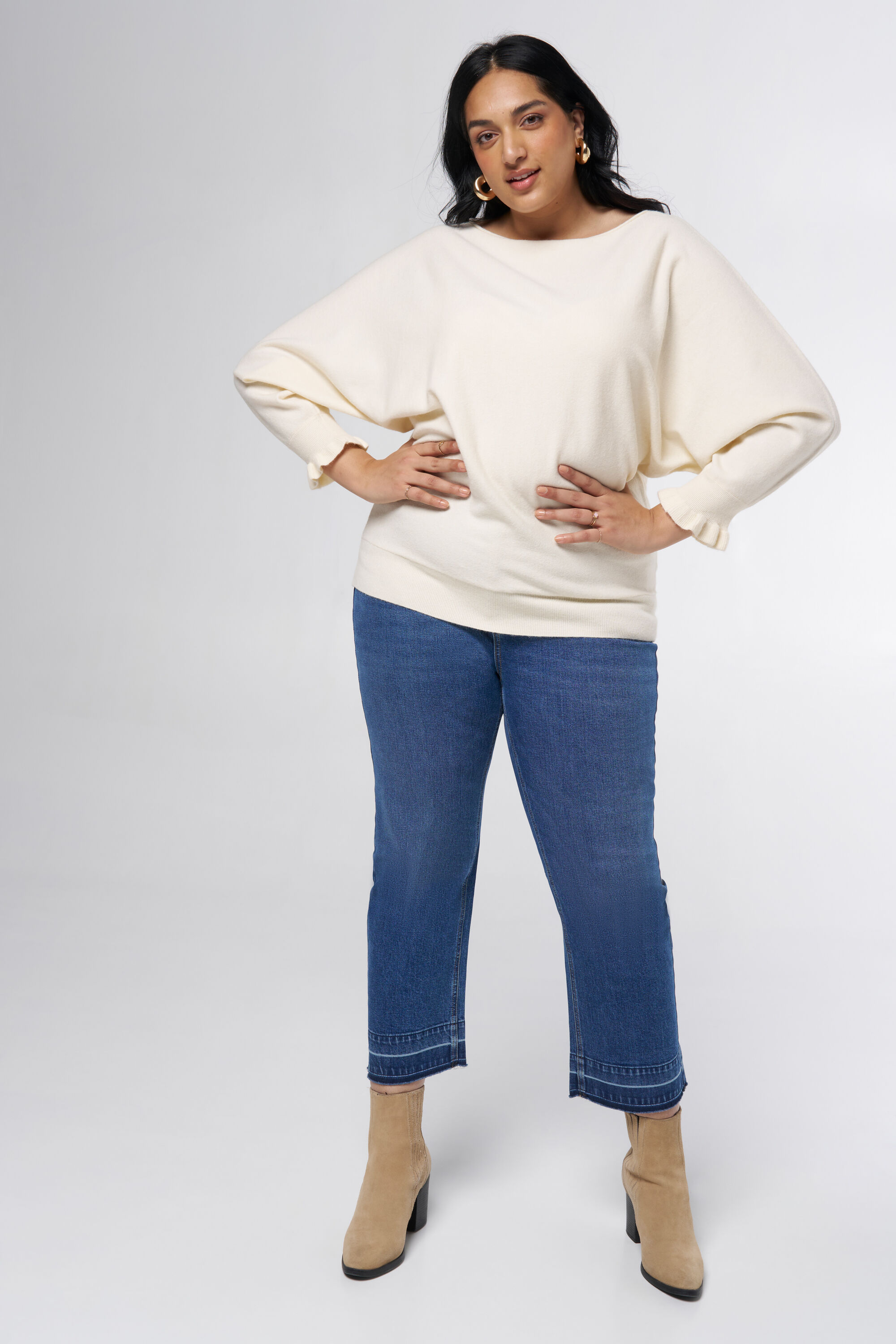 Gebreide trui met boothals image number 5