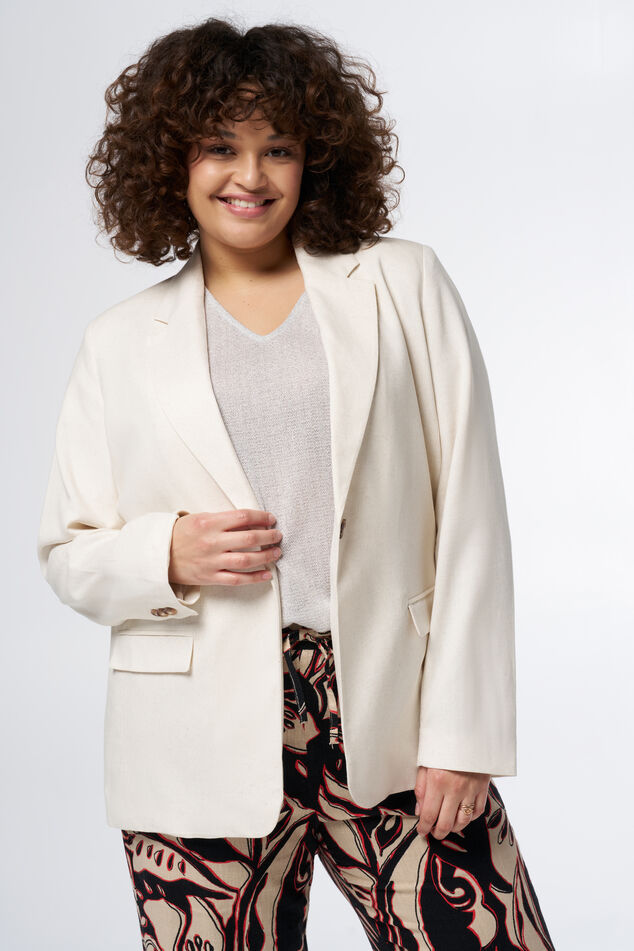 Rechtvallende blazer met linnen image number 0