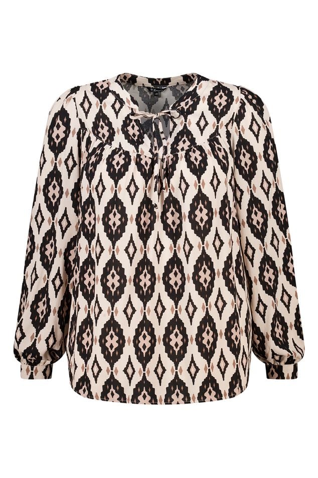 Blouse met print en klosjes image number 1