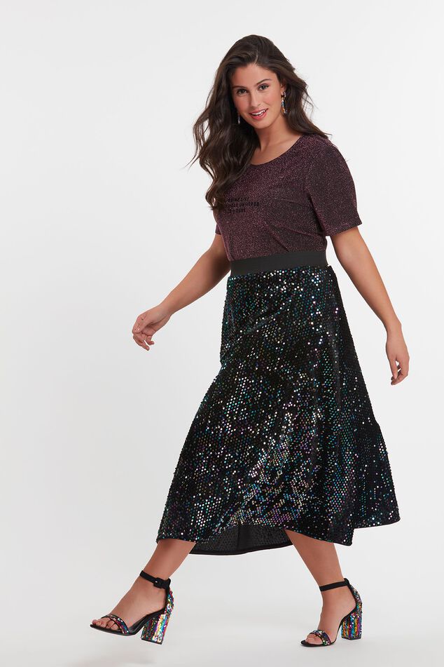 Lange glitter rok met pailletten image number 5