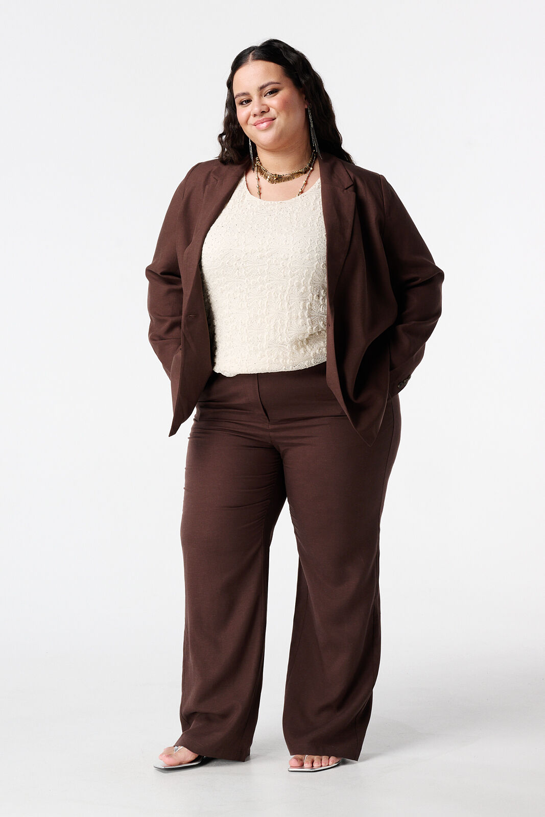 Kanten top met steentjes image number 5