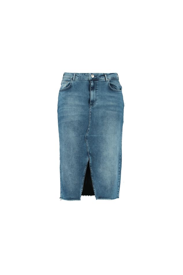 Denim rok met split image number 1