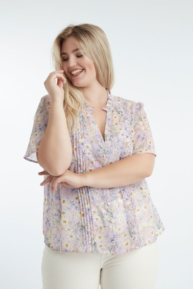 Blouse met bloemen en lurex details image number 5