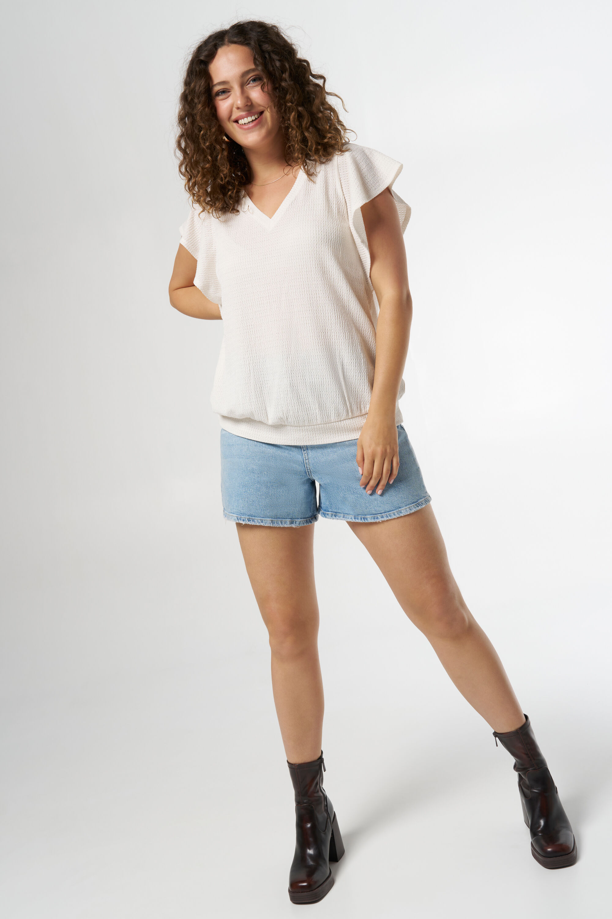 Gestructureerde top met v-hals image number 5