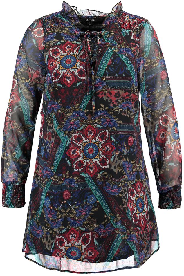 Wijdvallende jurk met volant image number 1