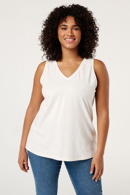 Mouwloze top met V-hals Mouwloze top met V-hals