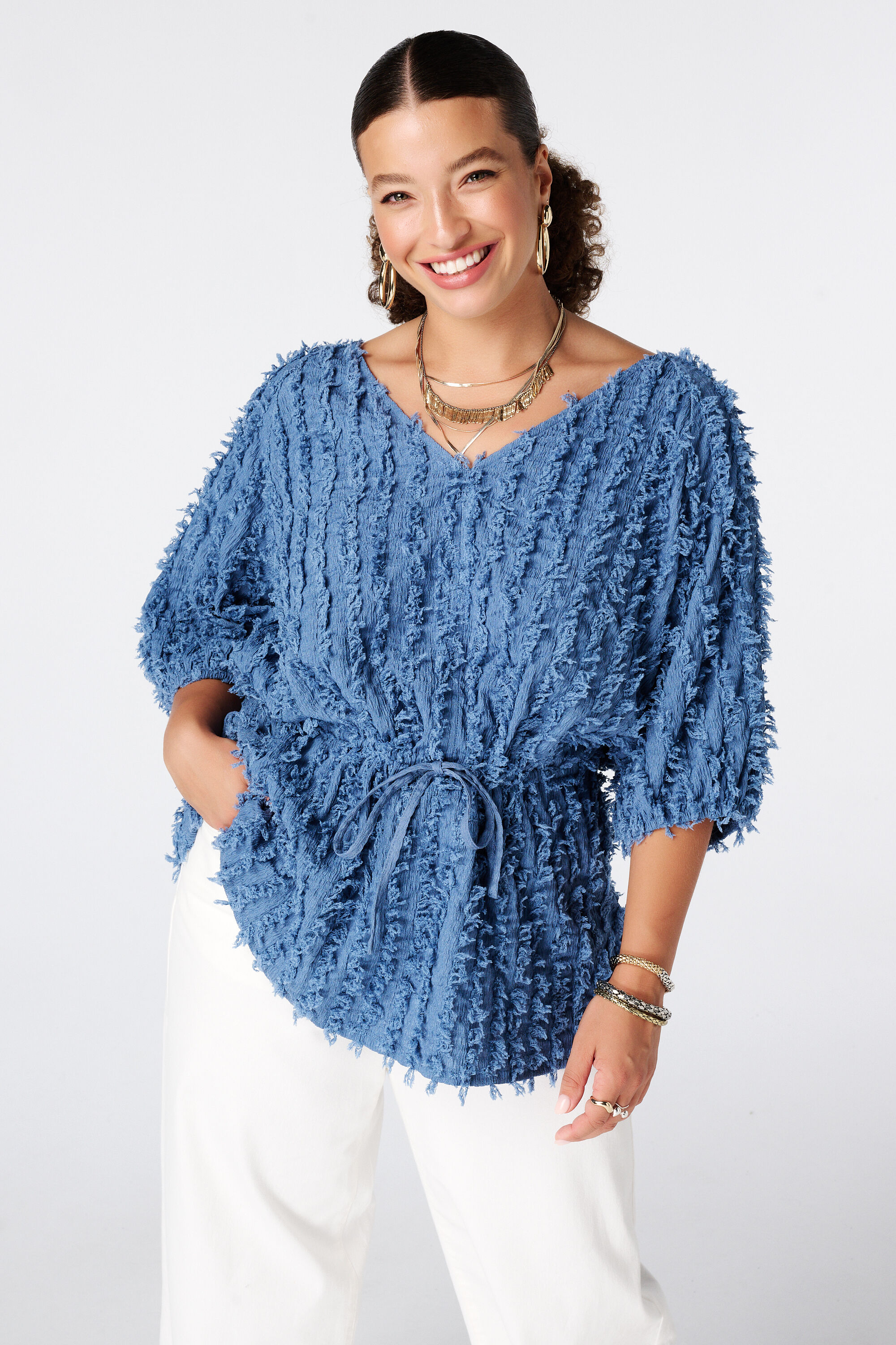 Harige top met drawstring