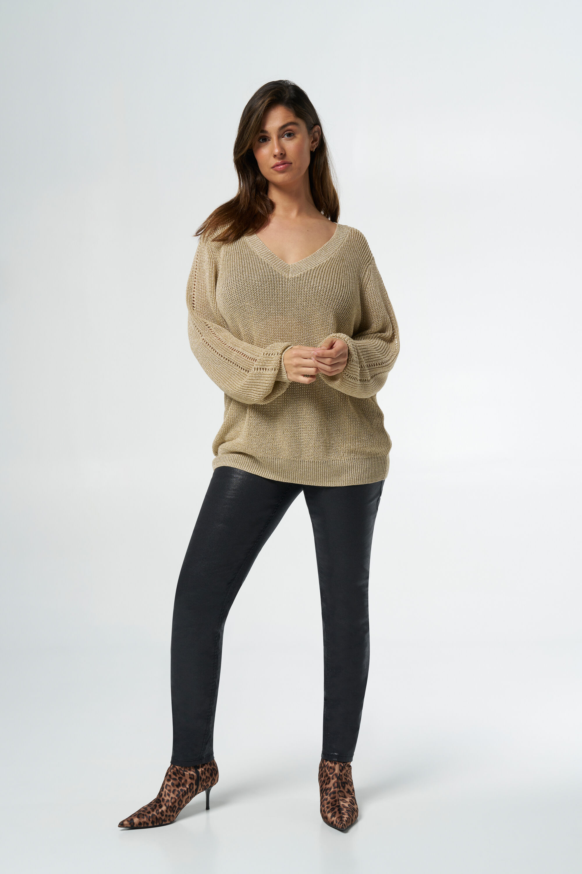 Gebreide trui met metallic image number 5