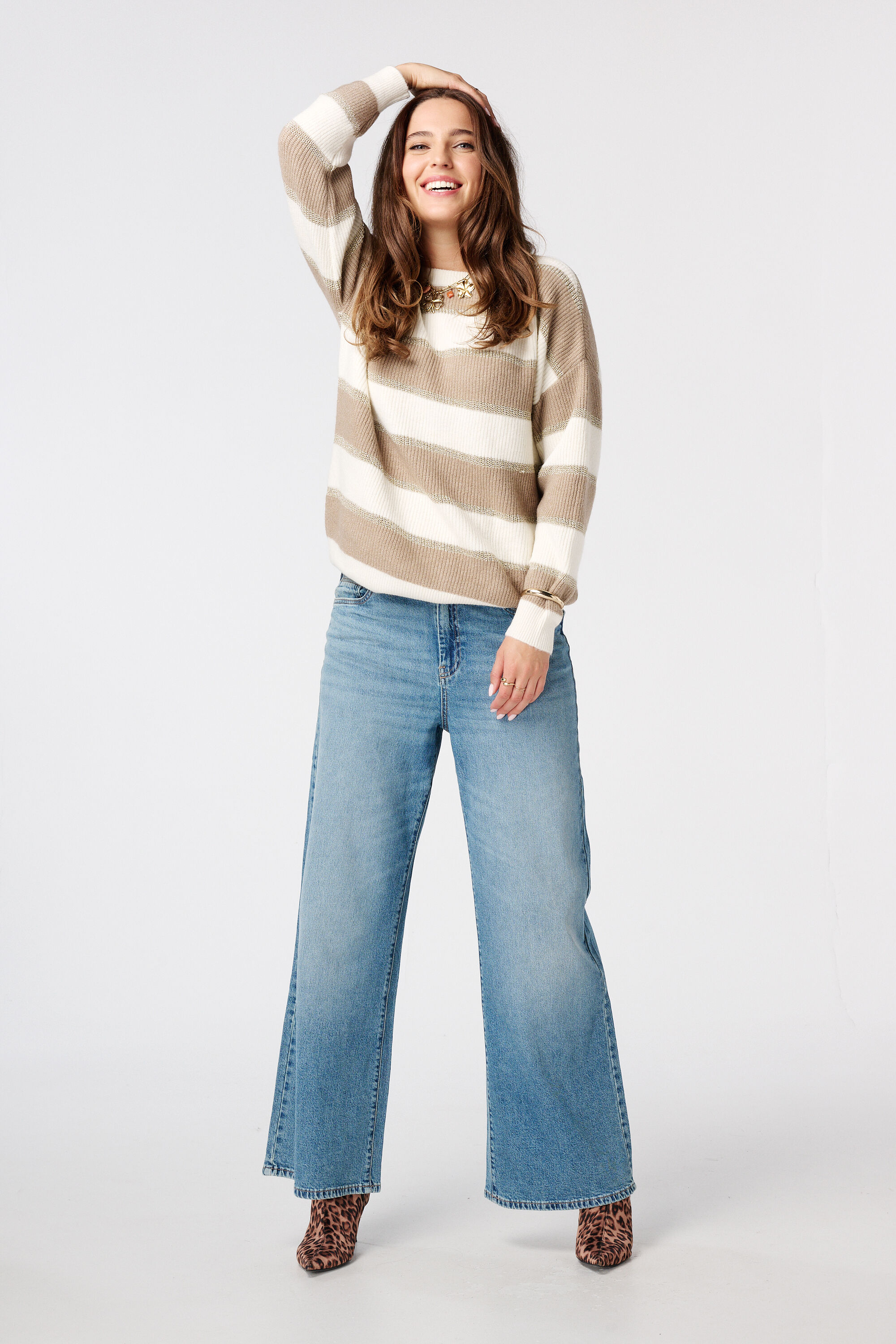 Gestreepte trui met lurex image number 5