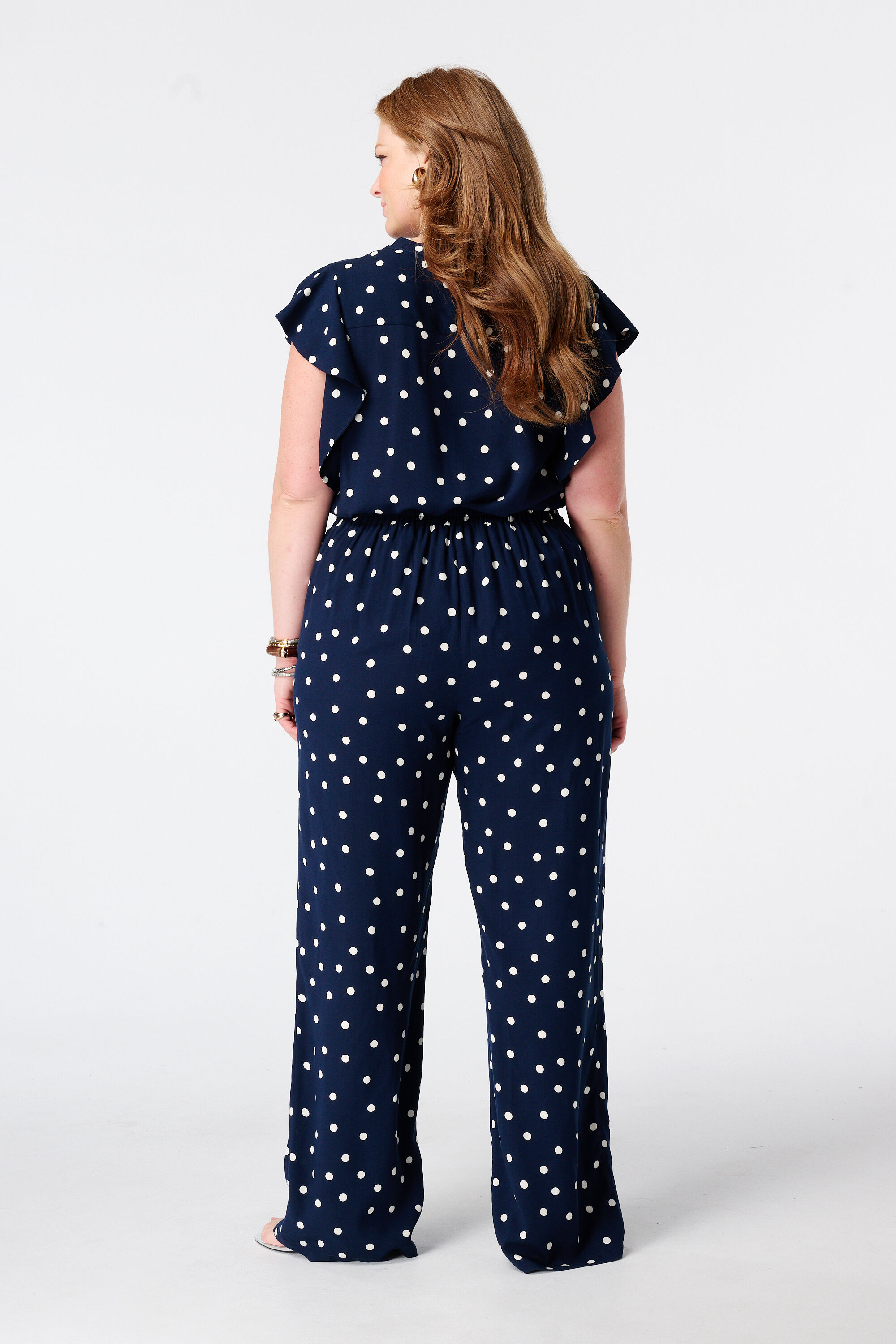 Wide leg broek met polka dot image number 3