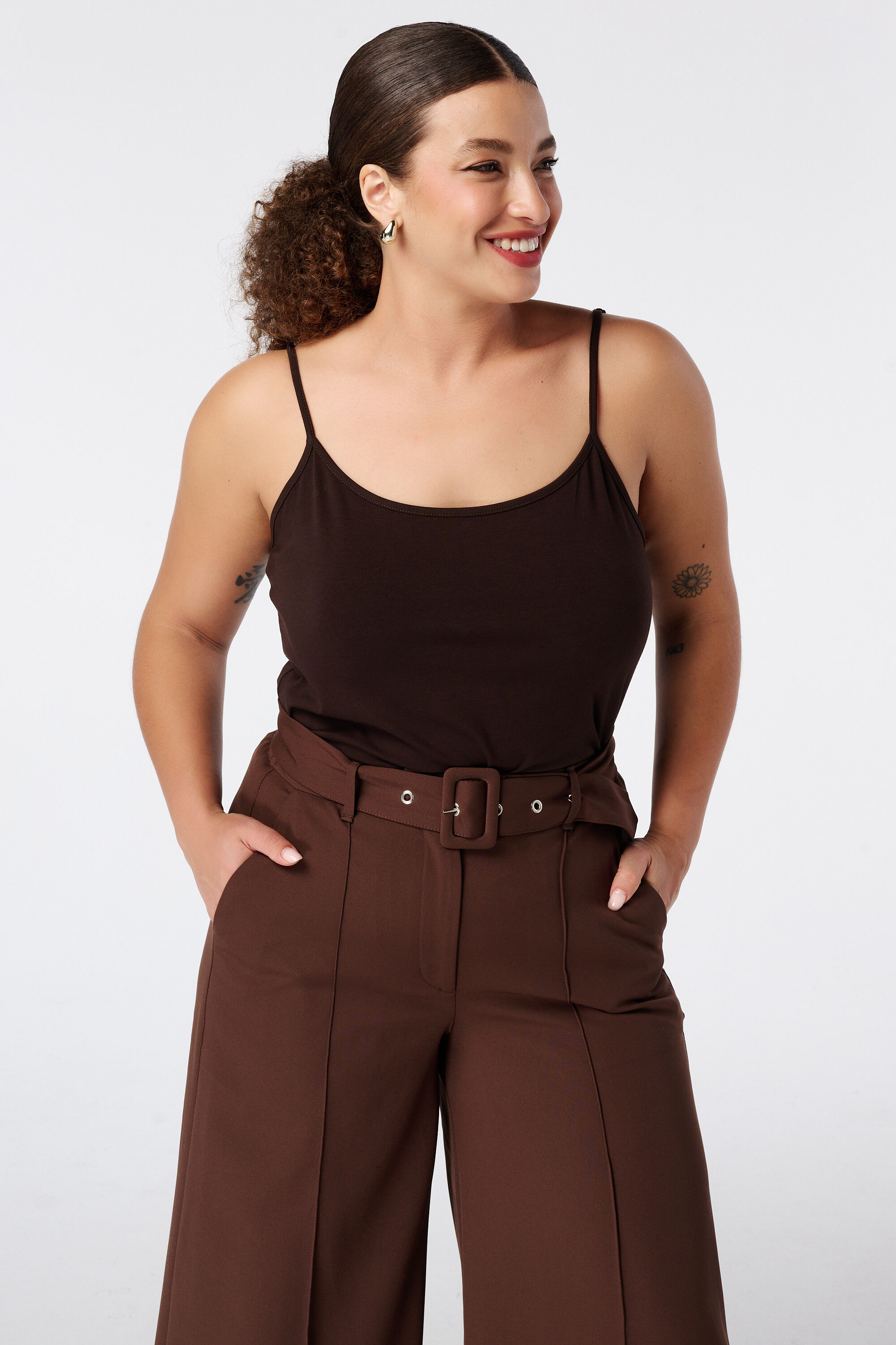 Spaghetti top met stretch