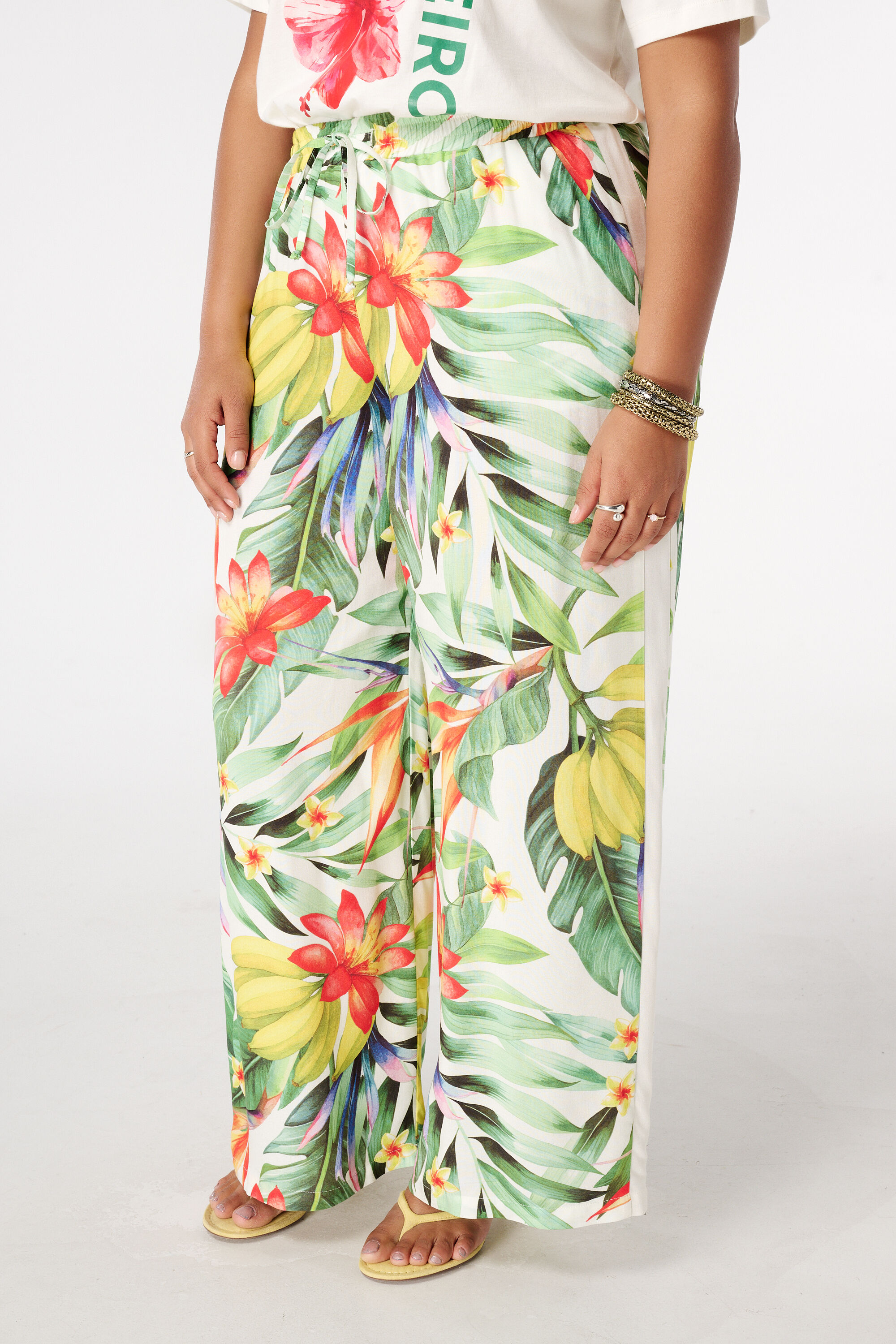 Wide leg broek met print image number 5