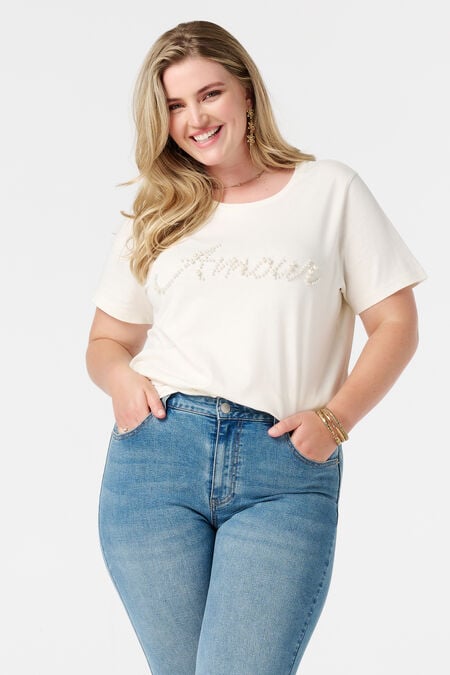 T-shirt met tekst van imitatieparels T-shirt met tekst van imitatieparels