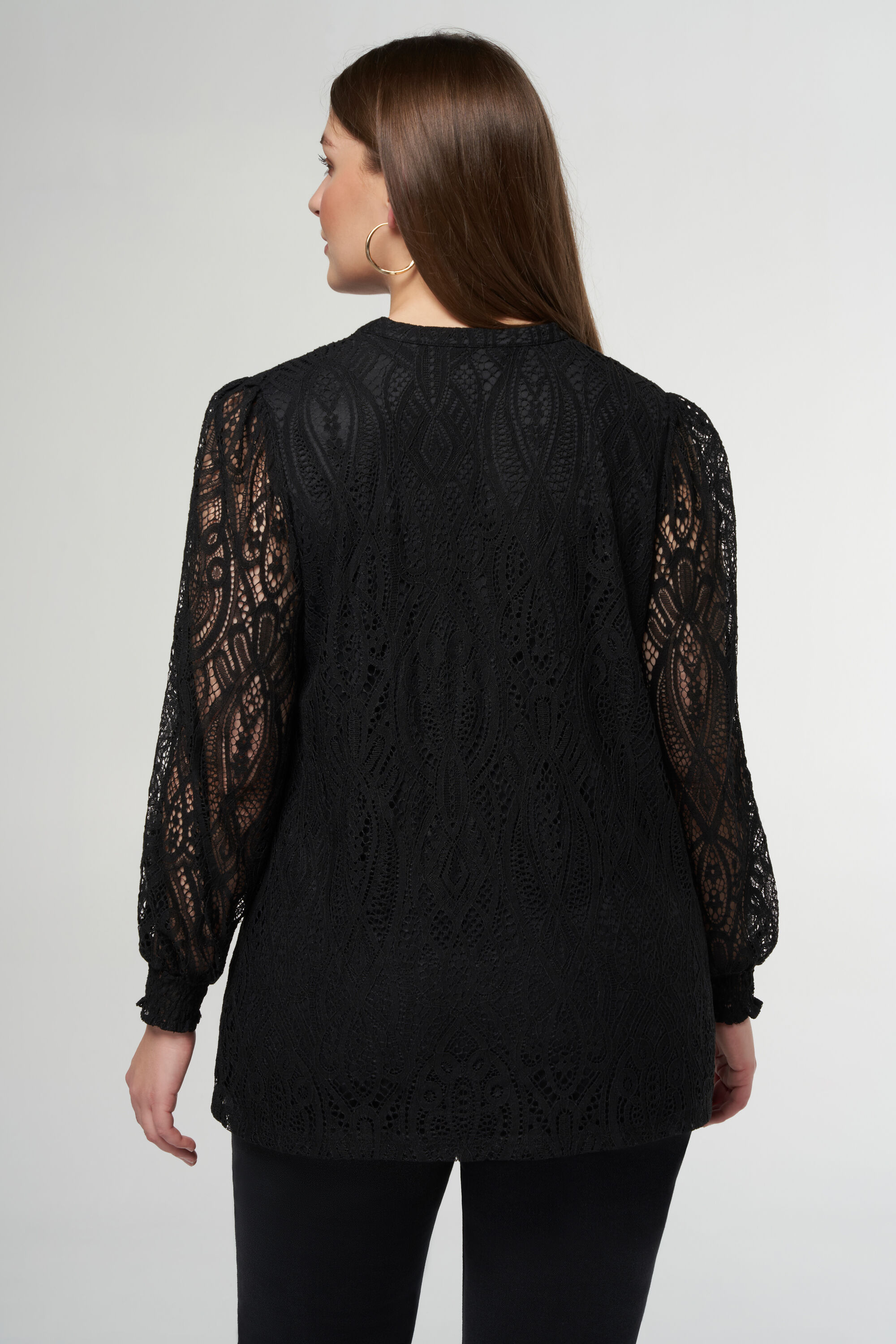 Top met kanten en doorschijnende mouwen image number 3