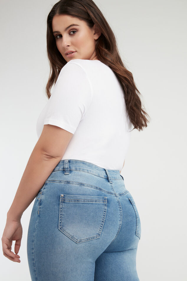 Skinny leg high waist jeans CHERRY image number 3